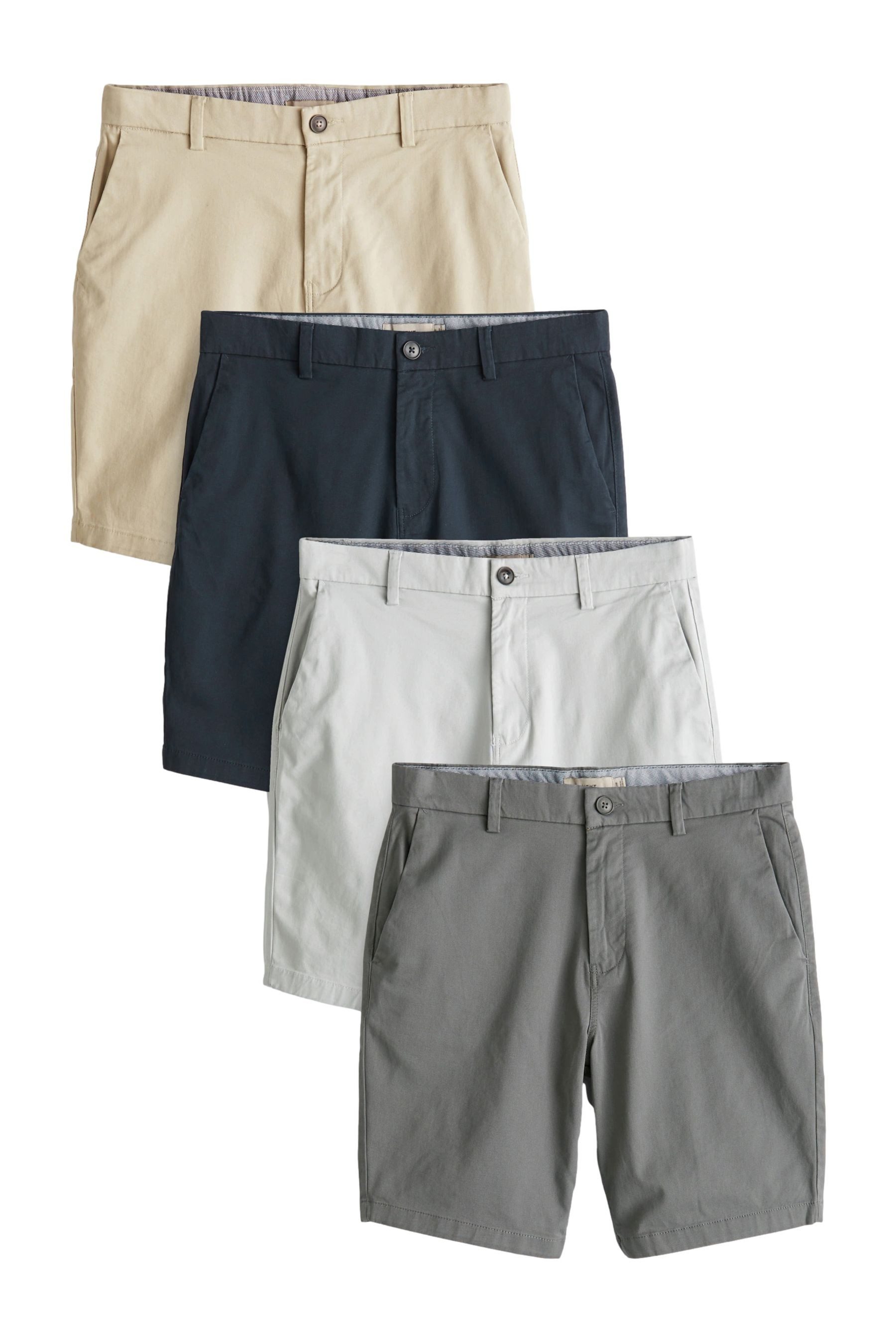 Next Chinoshorts Chinohose mit Stretch im 4er-Pack – Straight Fit (4-tlg)