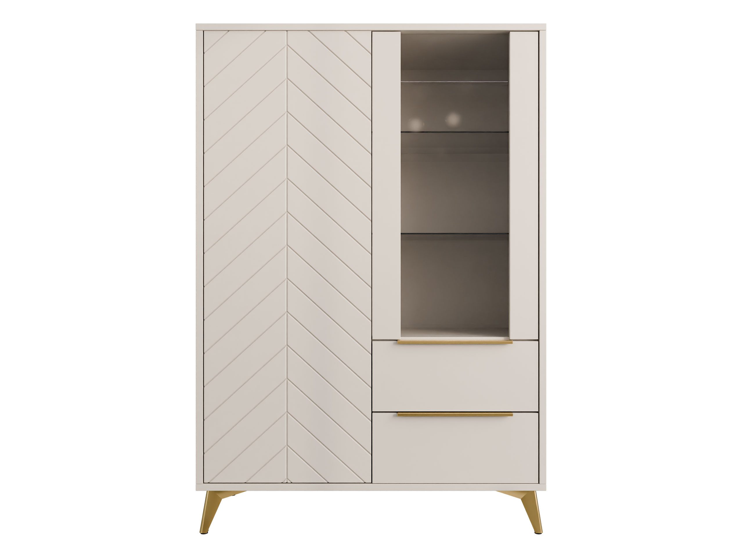MIRJAN24 Vitrine Xylix 2D2SZ (mit zwei Drehtüren und zwei Schubladen) Glaseinlegeböden, 104x40x150 cm – Bild 4 von 5