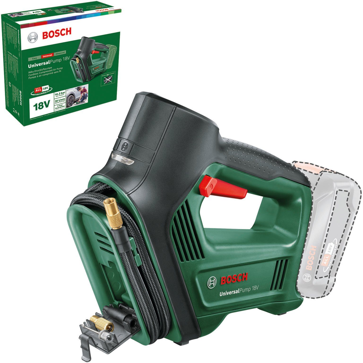 Bosch Home & Garden Akku-Handkompressor Druckluftpumpe UniversalPump 18V, 27 W, max. 10 bar, ohne Akku und Ladegerät | Druckluftgeräte