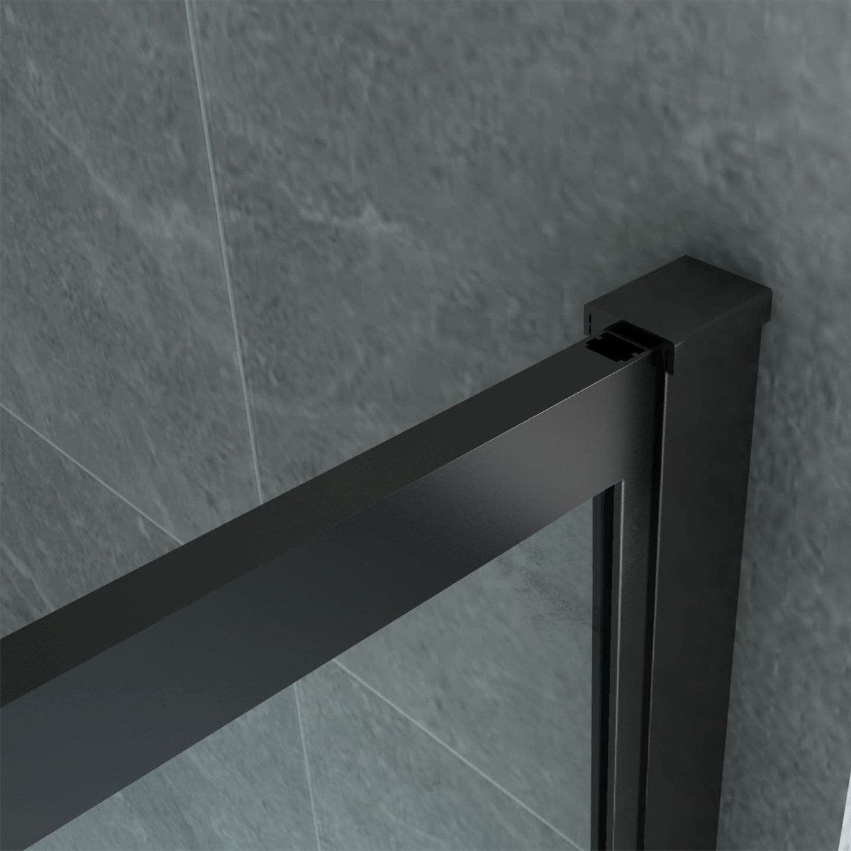 Aloni Walk-in-Dusche Duschwand 8mm ESG Sicherheitsglas, schwarz matt mit Nano-Beschichtung, Sicherheitsglas, für Fliesen oder Duschwanne, begehbare Duschabtrennung – 80x200 cm