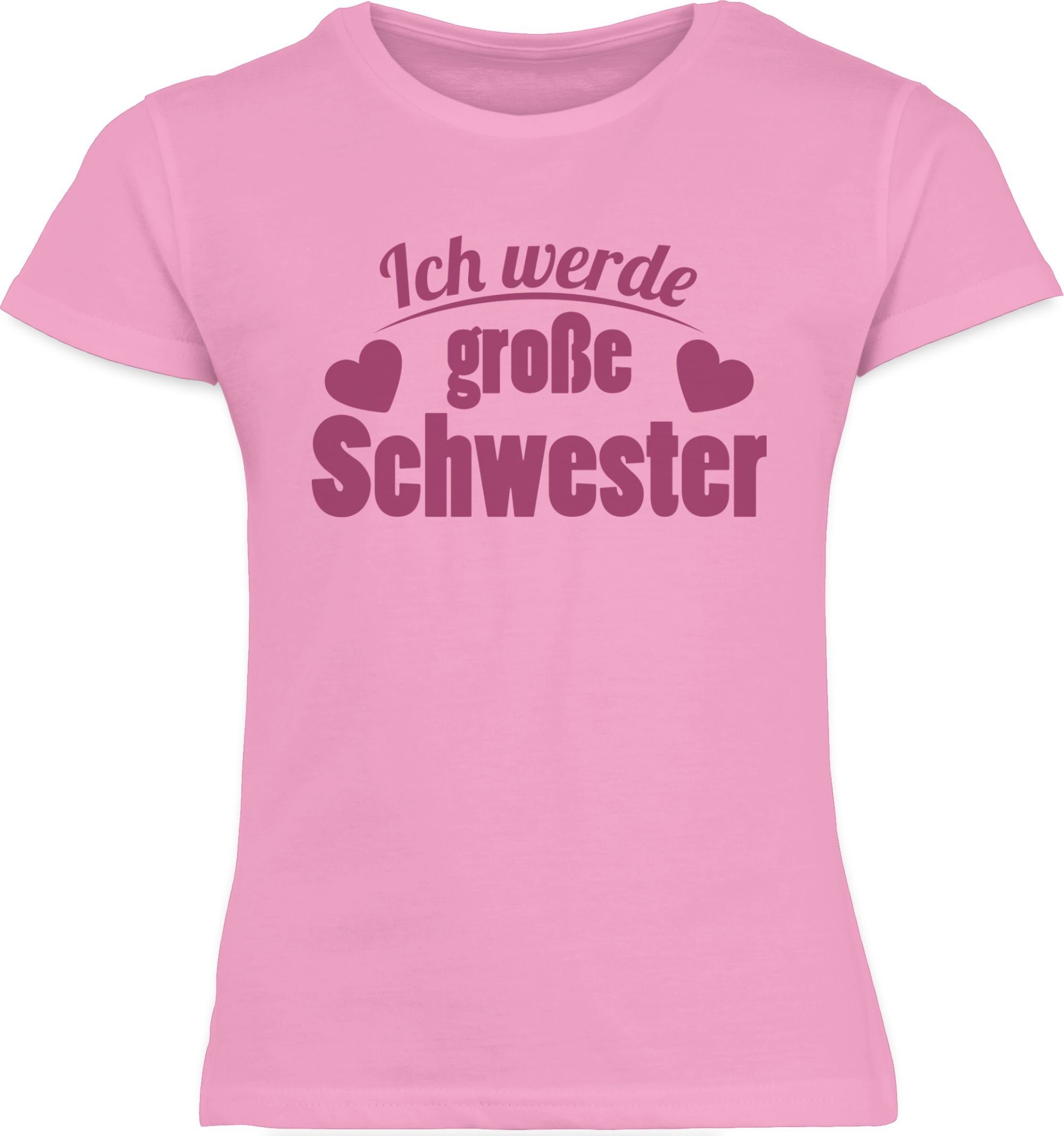 Shirtracer 1 große Schwester T-Shirt Ich Große werde Schwester Rosa