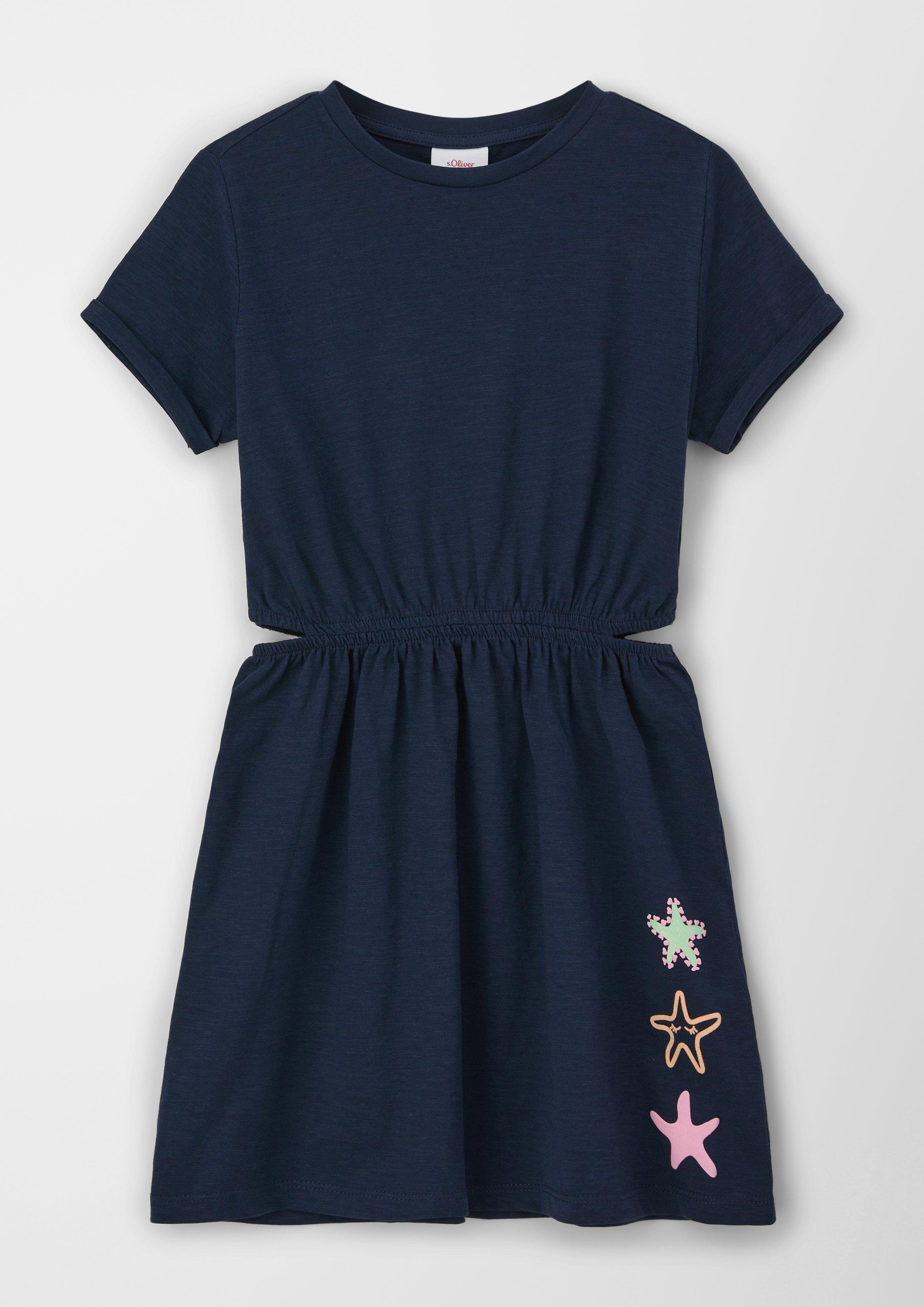 s.Oliver Minikleid Kleid mit Print-Detail Cut Out, Raffung navy | Kleider