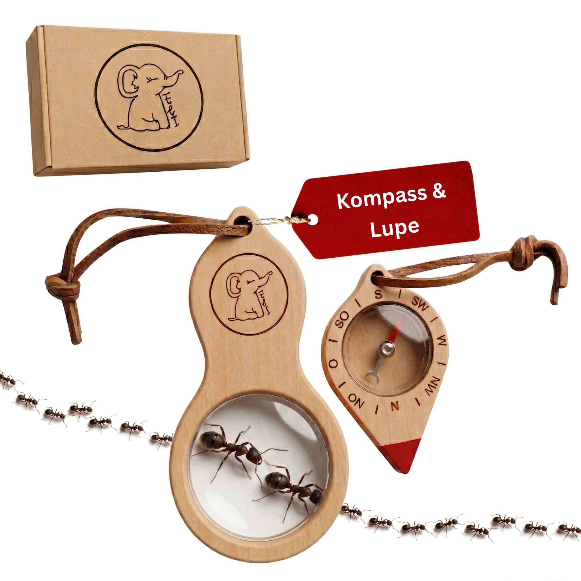 Eli Kompass und Lupe - Entdeckerspielzeug - Kinderlupe - Abenteuer fürs Camping, Wandern & Naturforscher - Forscherset für Kinder