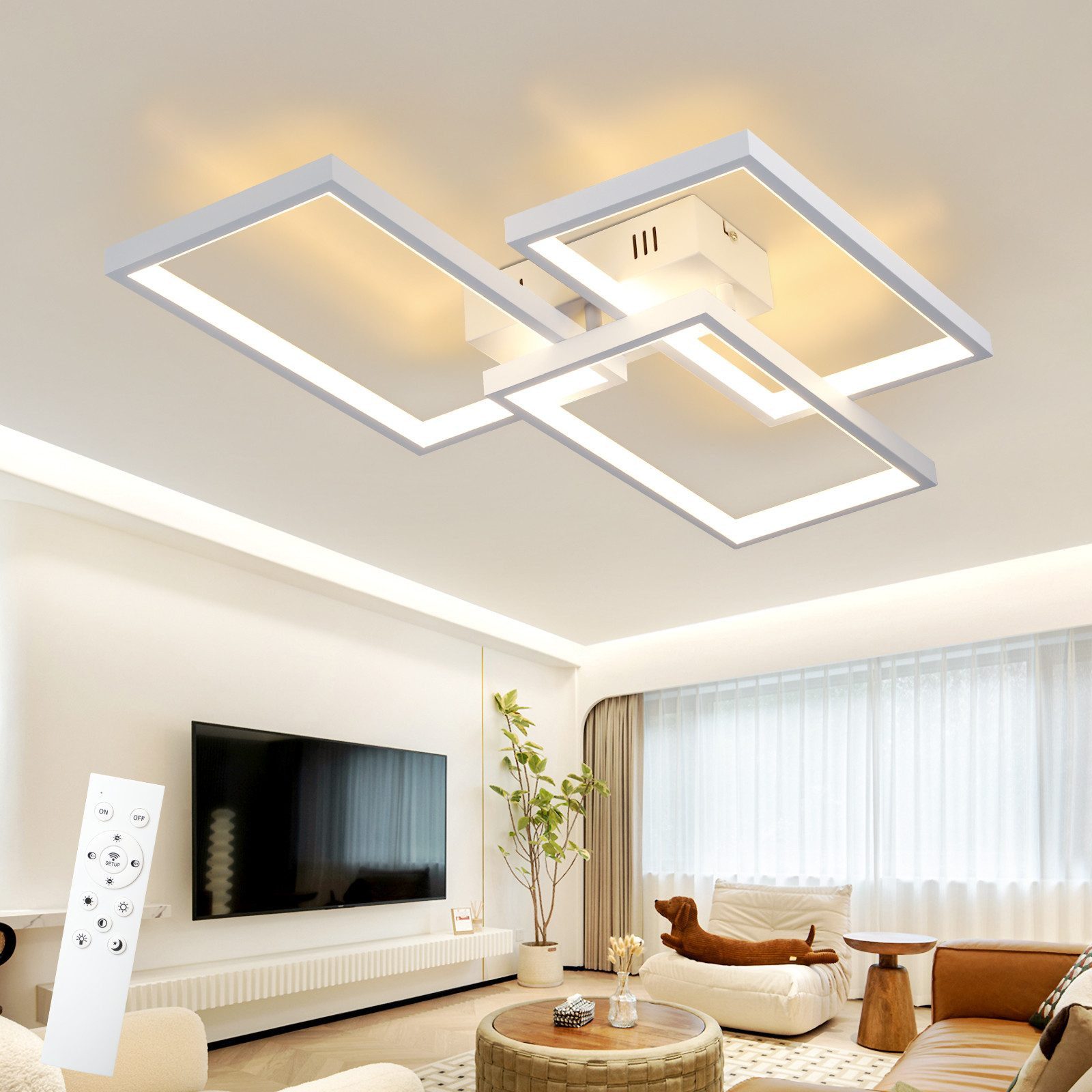 Nettlife LED Deckenleuchte Wohnzimmer Weiß Dimmbar günstig online kaufen