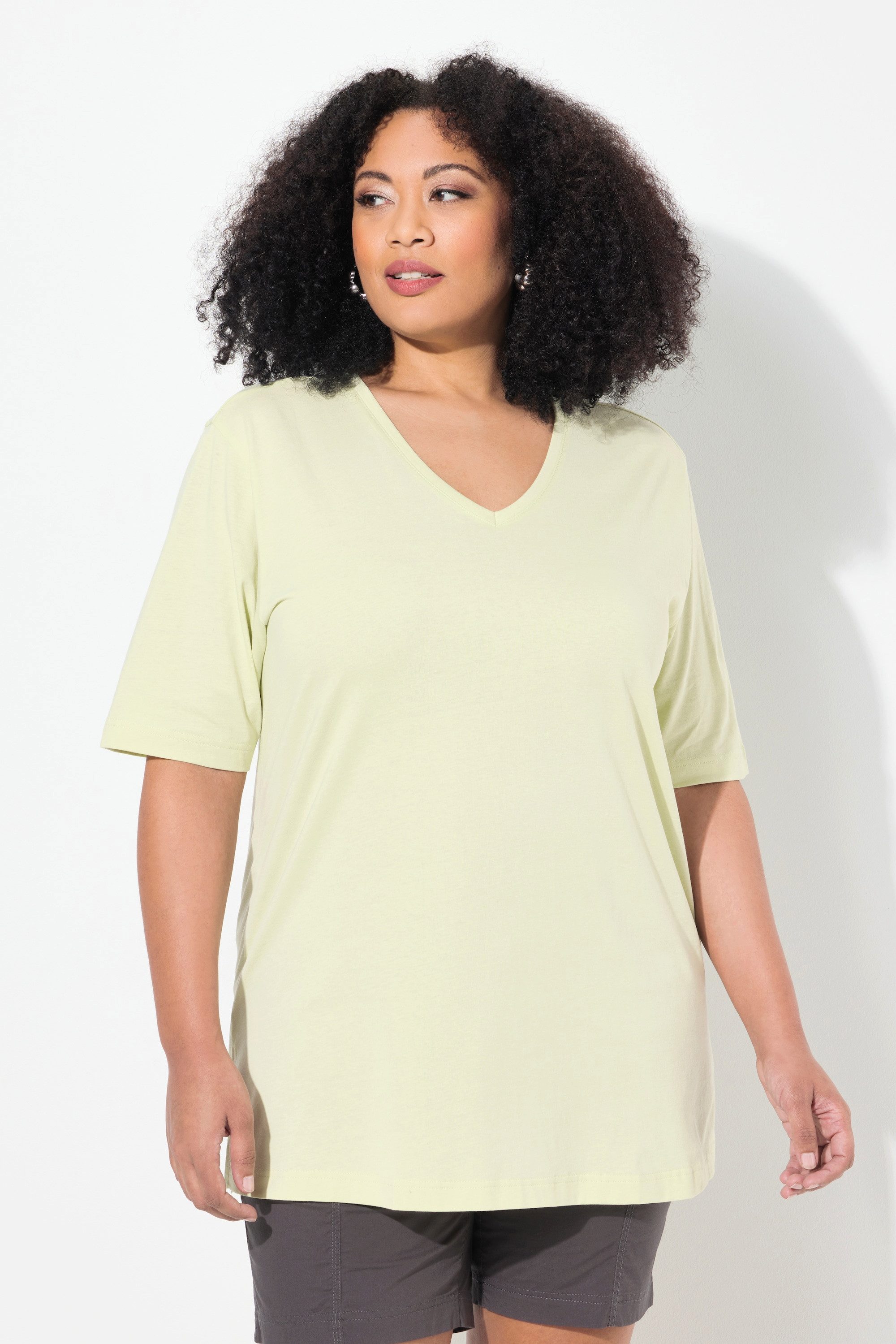 Ulla Popken T-Shirt T-Shirt V-Ausschnitt Relaxed günstig online kaufen