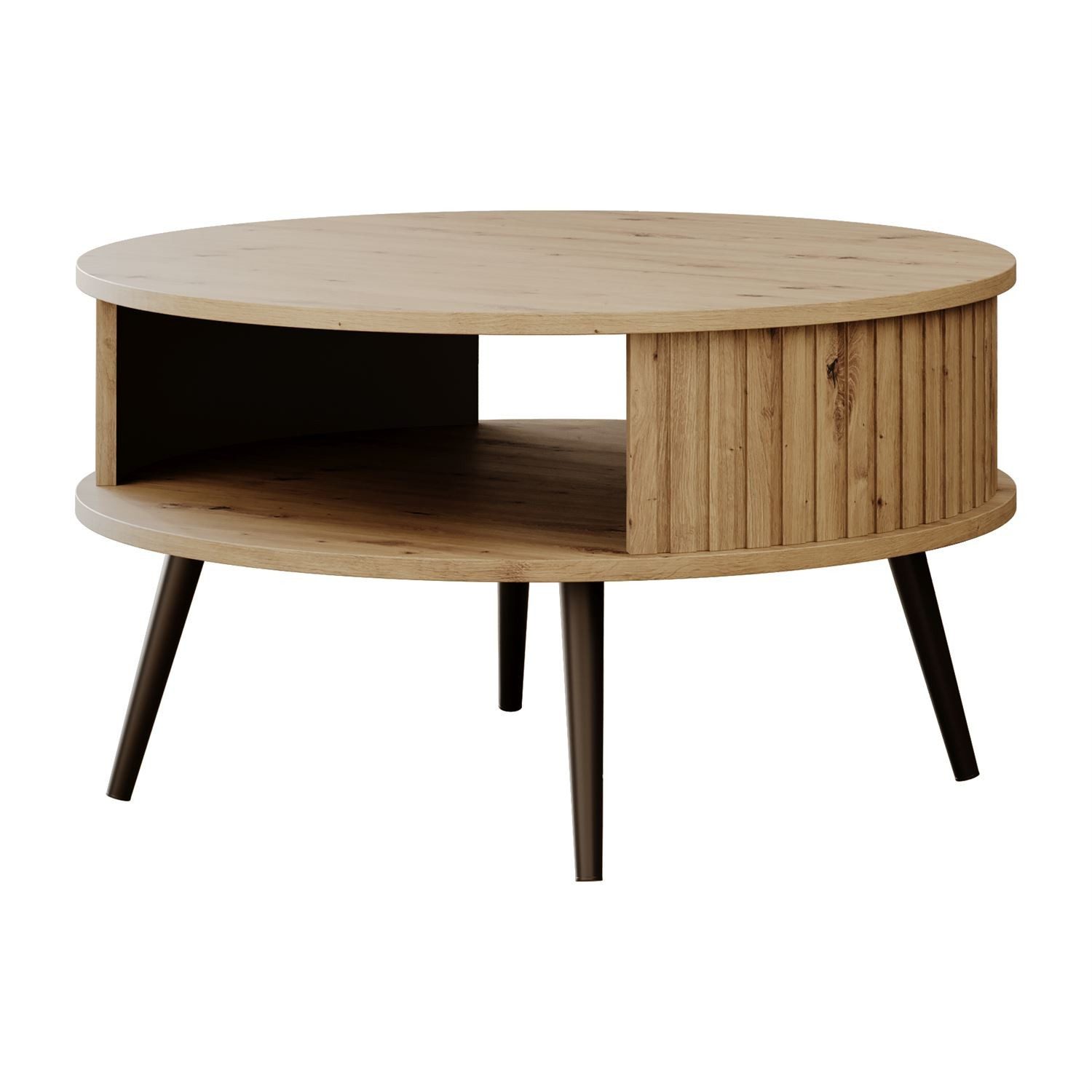 ALLHOUSE24 Couchtisch NOVA Runder Sofatisch, Kaffeetisch mit Ablage (1x Couchtisch), Durchmesser: ⌀ 76 cm