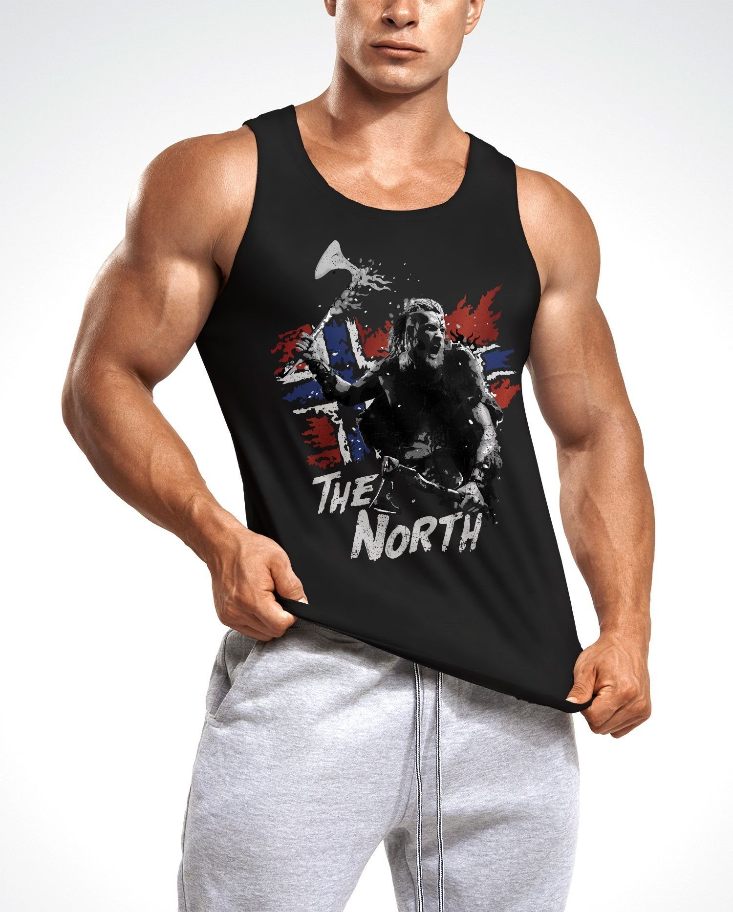 Neverless Tanktop Herren Tank-Top Valhalla Shirt Norwegen Muscle The Wikinger Neverless® Ragnar North Print Berserker Odin mit Muskelshirt