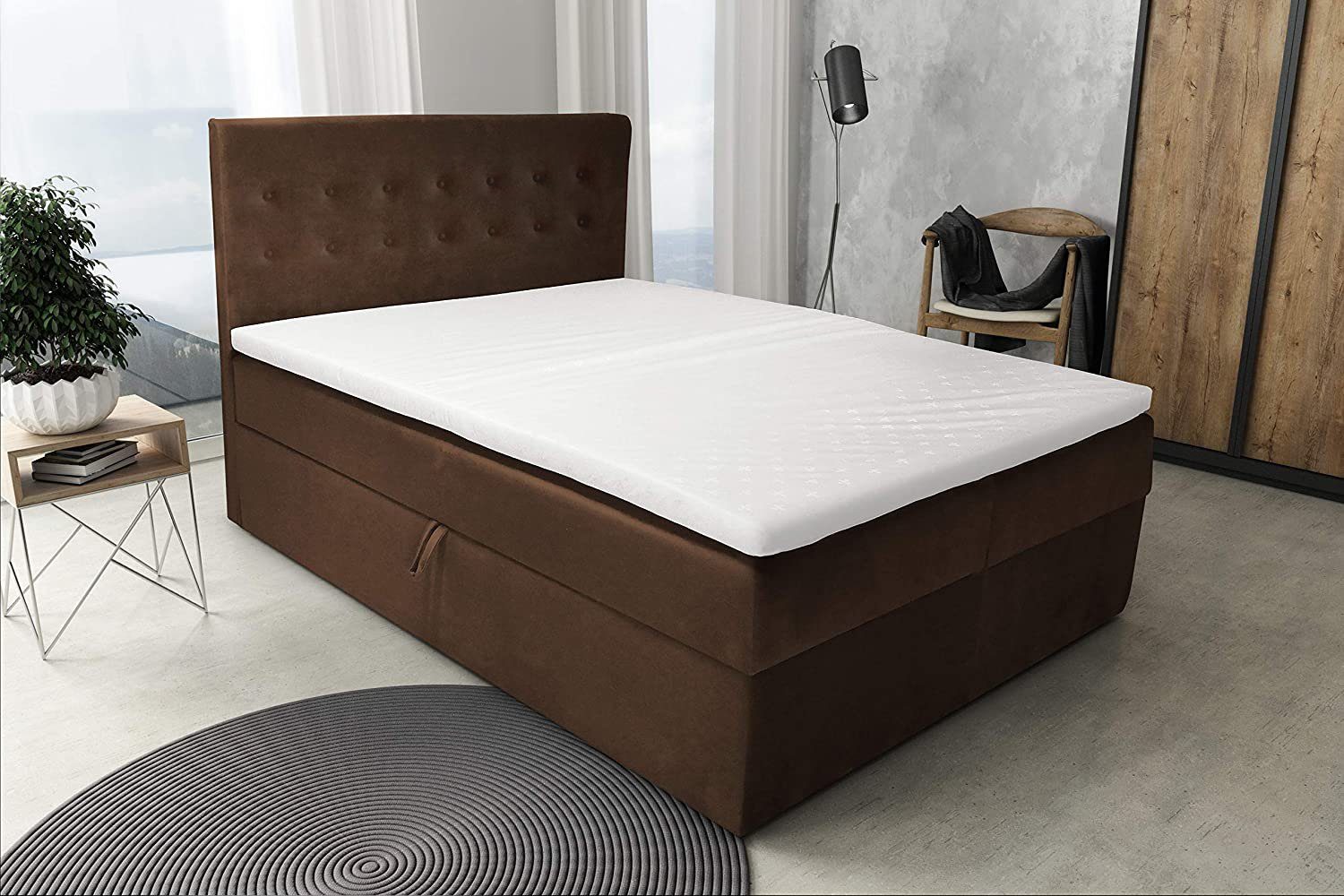 Best for Home Boxspringbett S-Deluxe, mit Bettkasten und Topper Braun