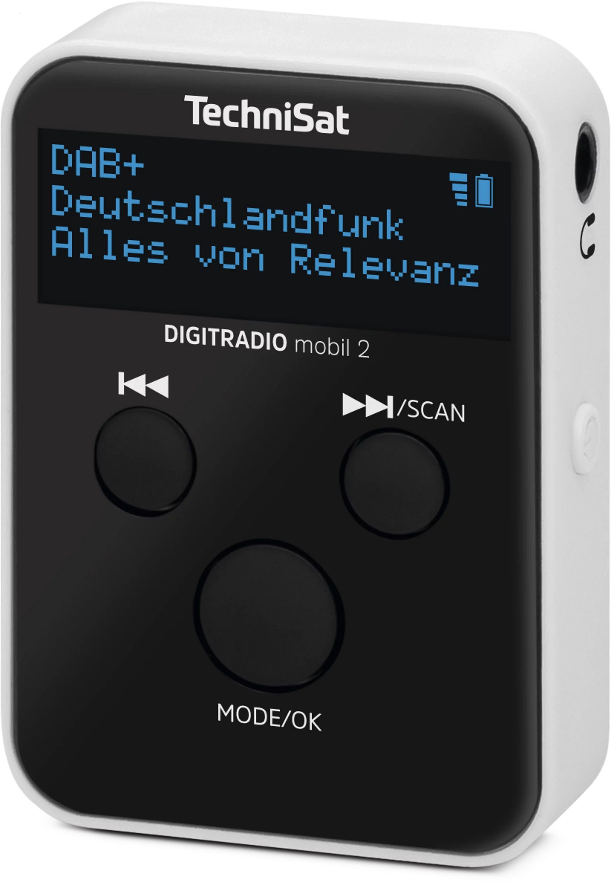 TechniSat DIGITRADIO mobil 2 Digitalradio (DAB) (Digitalradio (DAB), FM-Tuner mit RDS, 1 W, Portables DAB+/FM Mini-Radio mit integriertem Akku, Kopfhörer, OLED)