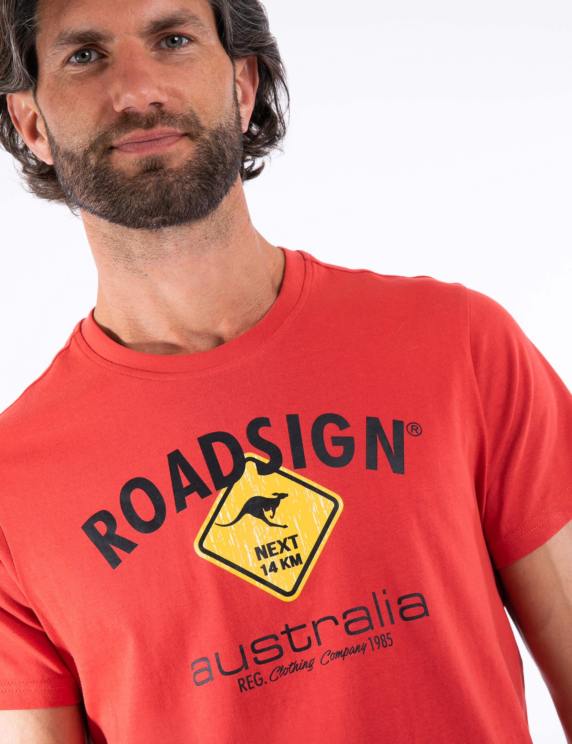 ROADSIGN rot australia (1-tlg) T-Shirt % Rundhalsausschnitt, mit Logo-Aufdruck Logoprint 100 Baumwolle und