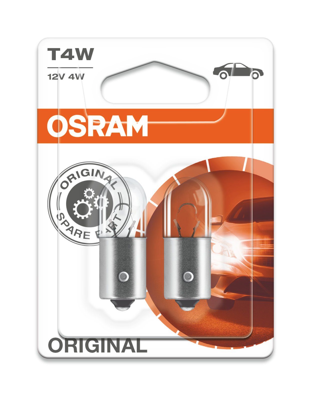 Osram Halogenlampe OSRAM ORIGINAL T4W BA9s 12 V/4 W (2er Blister)