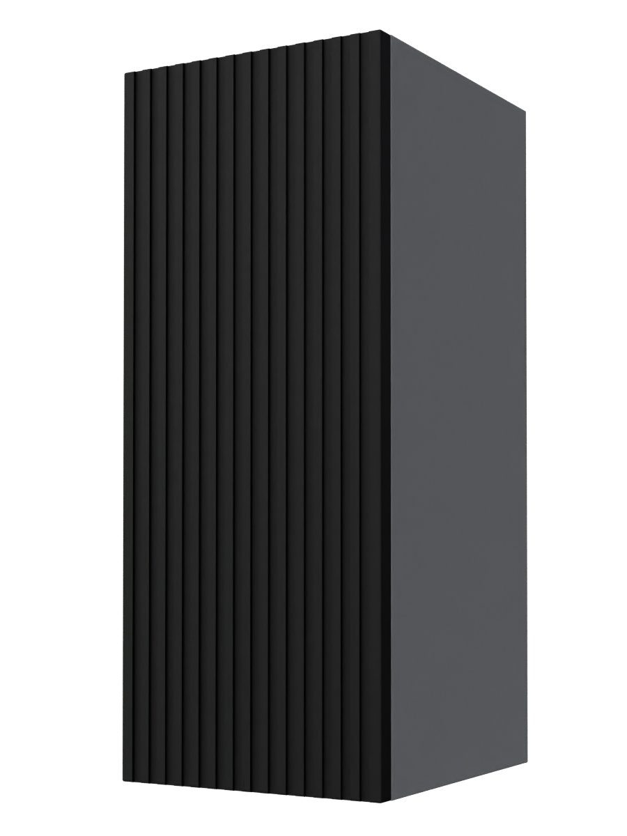 Feldmann-Wohnen Mehrzweckschrank Avellino (W2/30, 1-türig, 2 Einlegeböden, mit Soft-Close-Funktion, 1-St., Fronten hochwertig lackiert, mit Einfräsungen in Lamellen-Optik) 30x32,5x72cm grau schwarz matt 1-türig