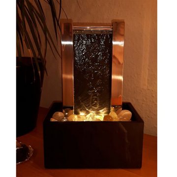 Köhko Zimmerbrunnen Tischbrunnen "Teezeremonie" 25009 Luftbefeuchter mit LED-Beleuchtung