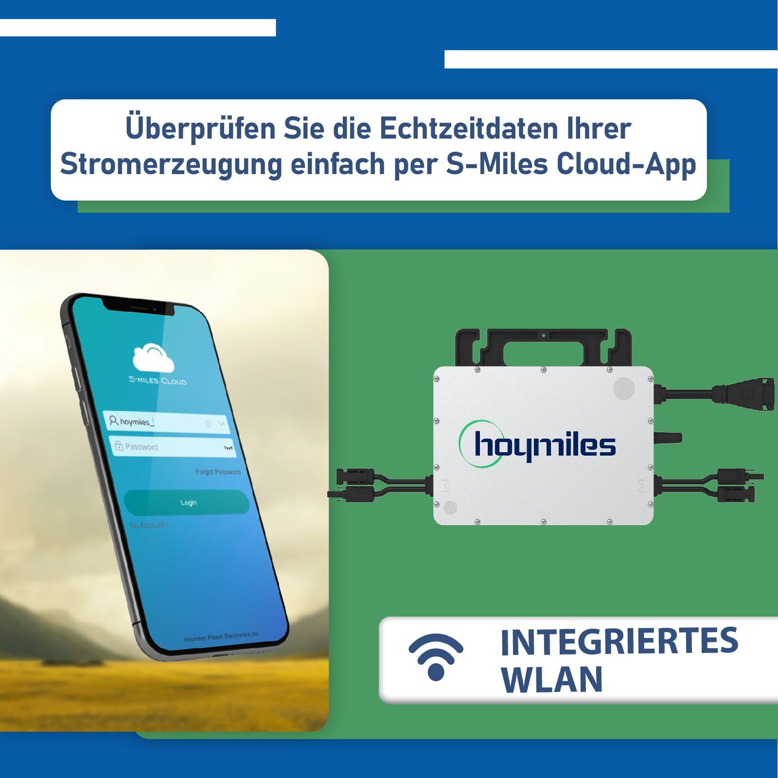 Mit Wechselrichter Upgradefähiger Süd 860W Solarmodule, EPP.Solar PV-Montage Basis, Bifiziale WIFI Hoymiles Solaranlage HMS-800-2T Aufständerung Balkonkraftwerk,