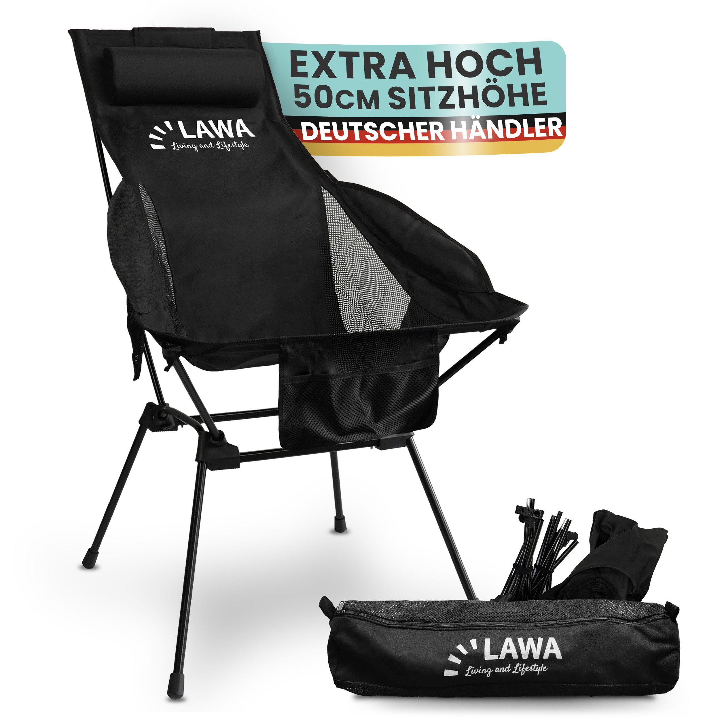 LAWA Living and Lifestyle Campingstuhl Hochlehner faltbar 1,6 kg Aluminium günstig online kaufen