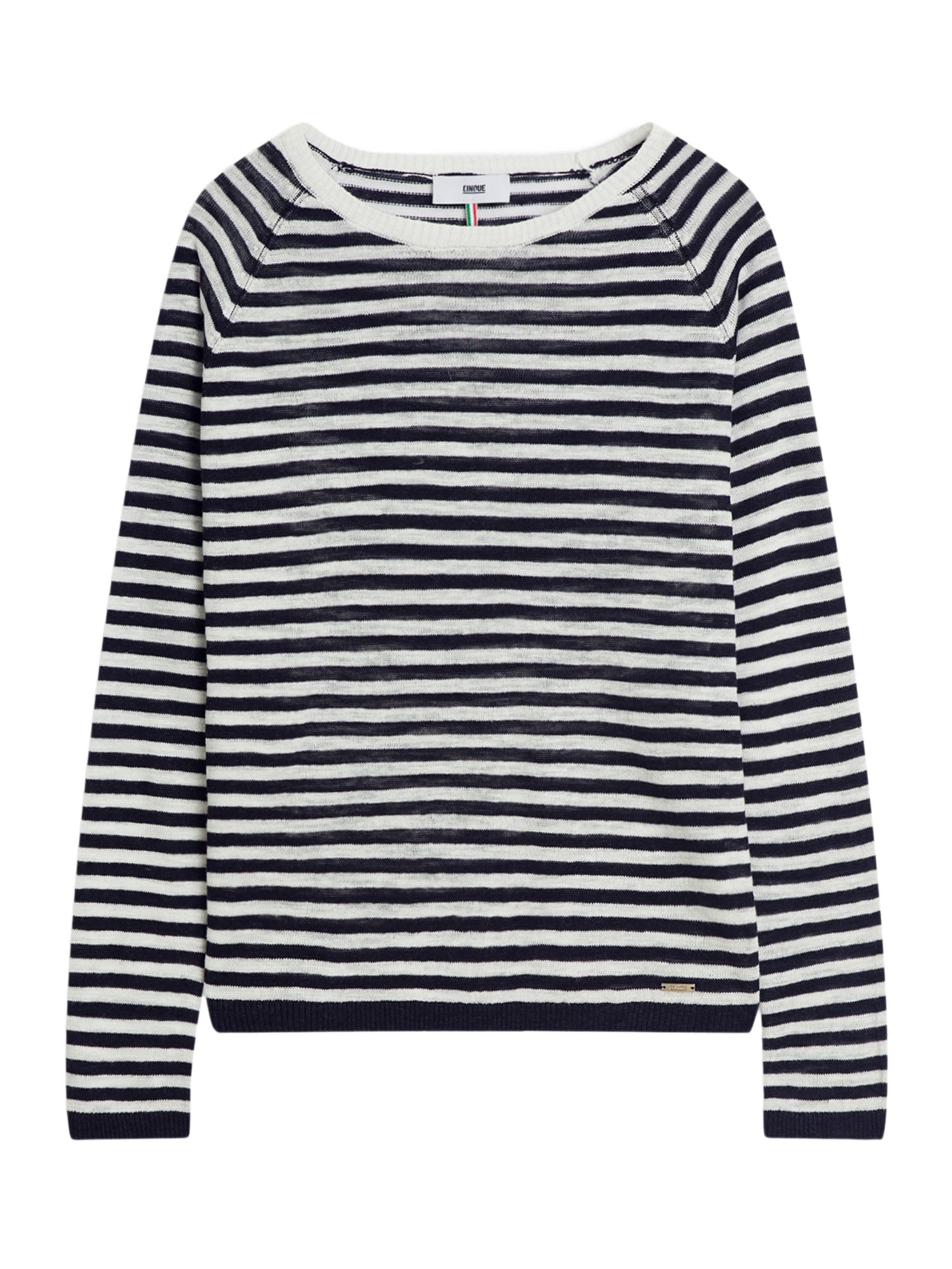 Cinque Strickpullover blau,Casual,Leinen,Gestreift,Rundhals,Lang,Regular Fit