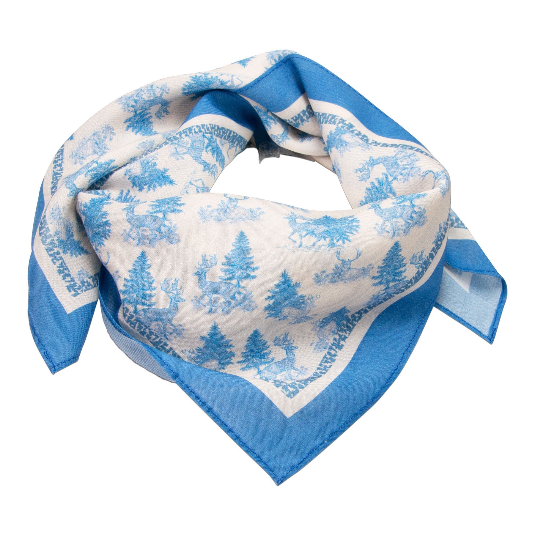 Nickituch Trachten-Nickituch Hirsch im Wald Toile de Jouy (hell-blau)