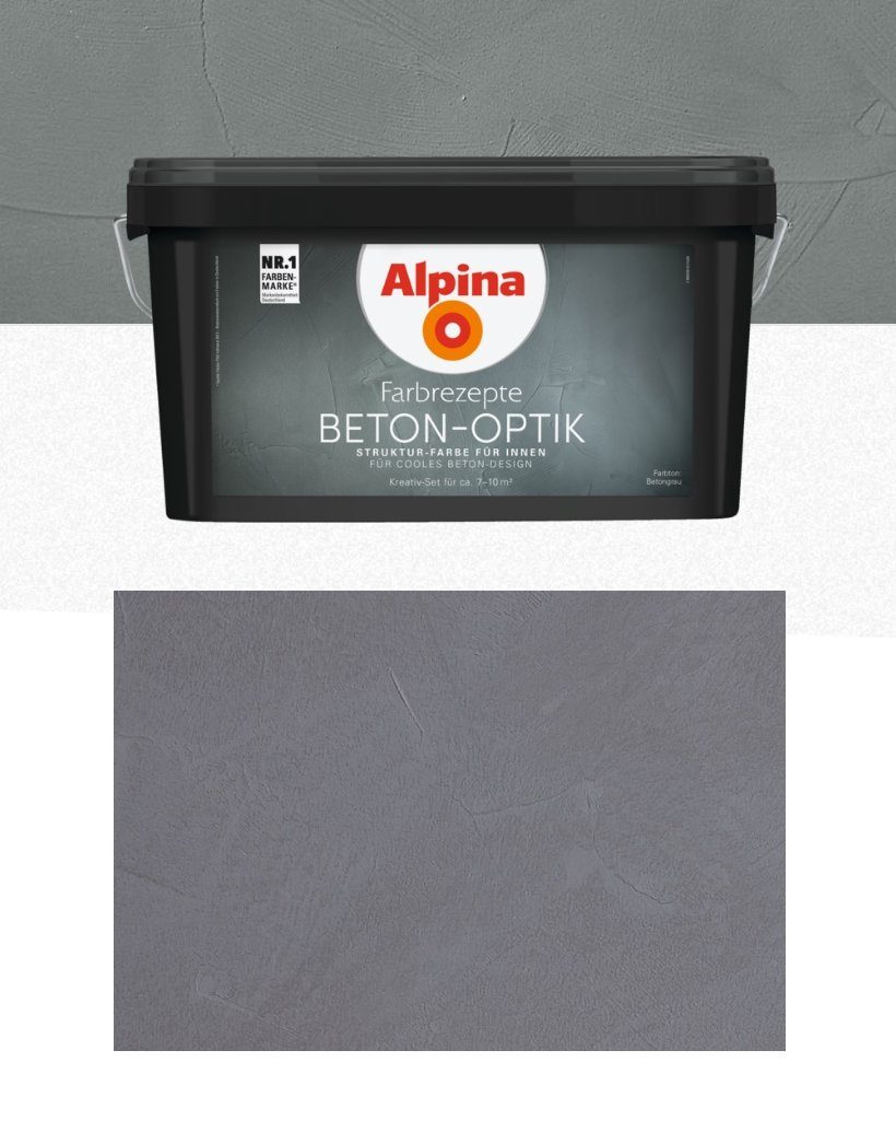 Alpina Wandfarbe Farbrezepte Beton-Optik Komplett-Set