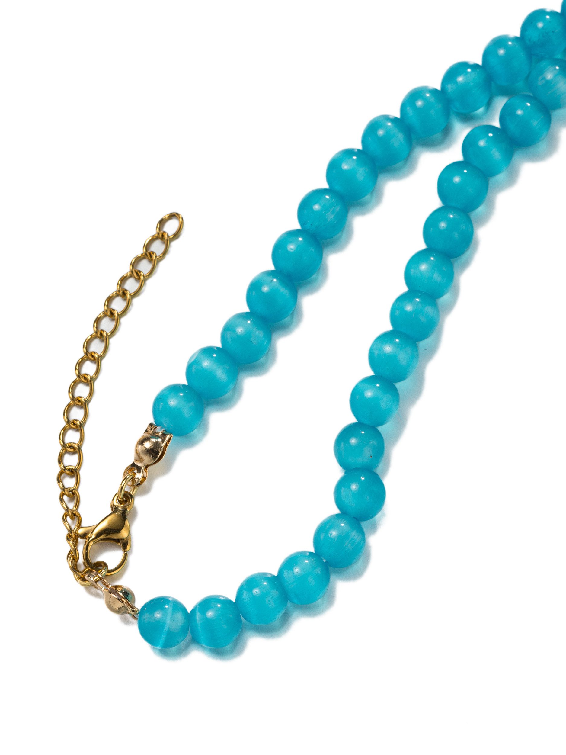Aniston JEWELRY & WATCHES Collier Schmuck Geschenk Edelstahl Halsschmuck Halskette Edelstein Kugeln, Made in Germany - mit Cat´s Eye
