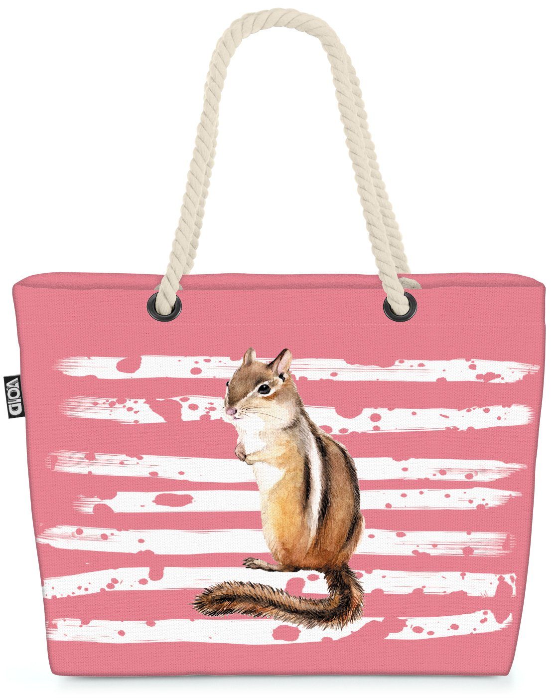 VOID Strandtasche (1-tlg), Streifenhörnchen Eichhörnchen Tier Pet rosa
