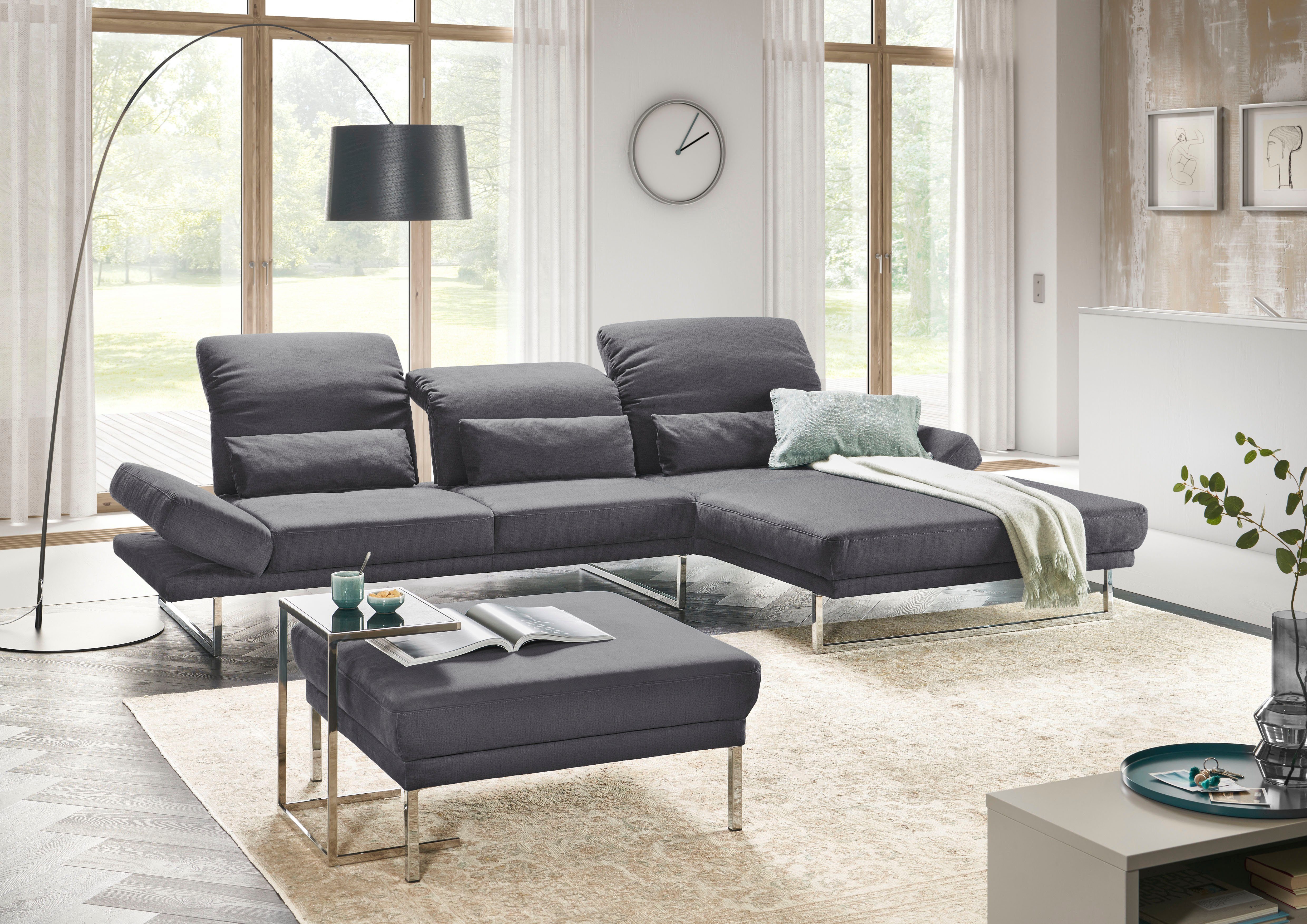 3C Candy Ecksofa Mallow Designsofa mit Komfortfunktionen, modern und bequem, L-Form, Verstellbare Armlehne und Kopfteil, manuelle Sitztiefenverstellung