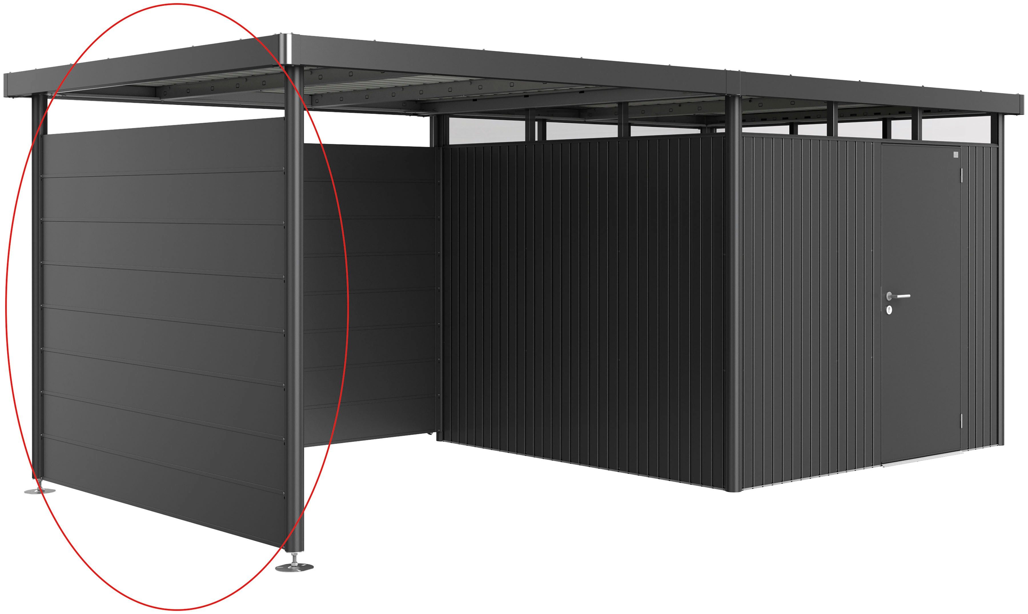 Biohort Gerätehaus-Seitenwand HighLine, BxH:237x181 cm, dunkelgrau-metallic