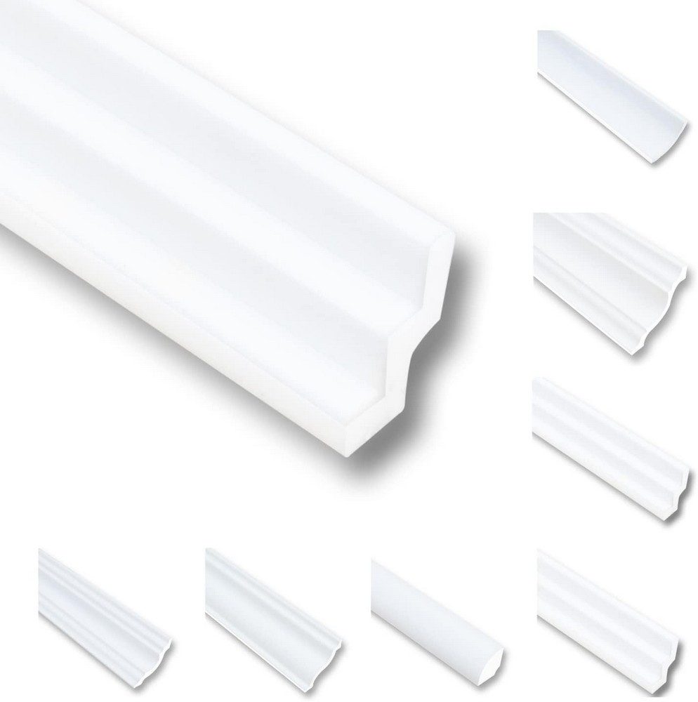 MDEKOR Deckenleiste Styropor-Leisten XPS Stuckleisten Abschlussleiste Weiss Deckenleisten, 100 Meter / 50 Leisten, 50-St.
