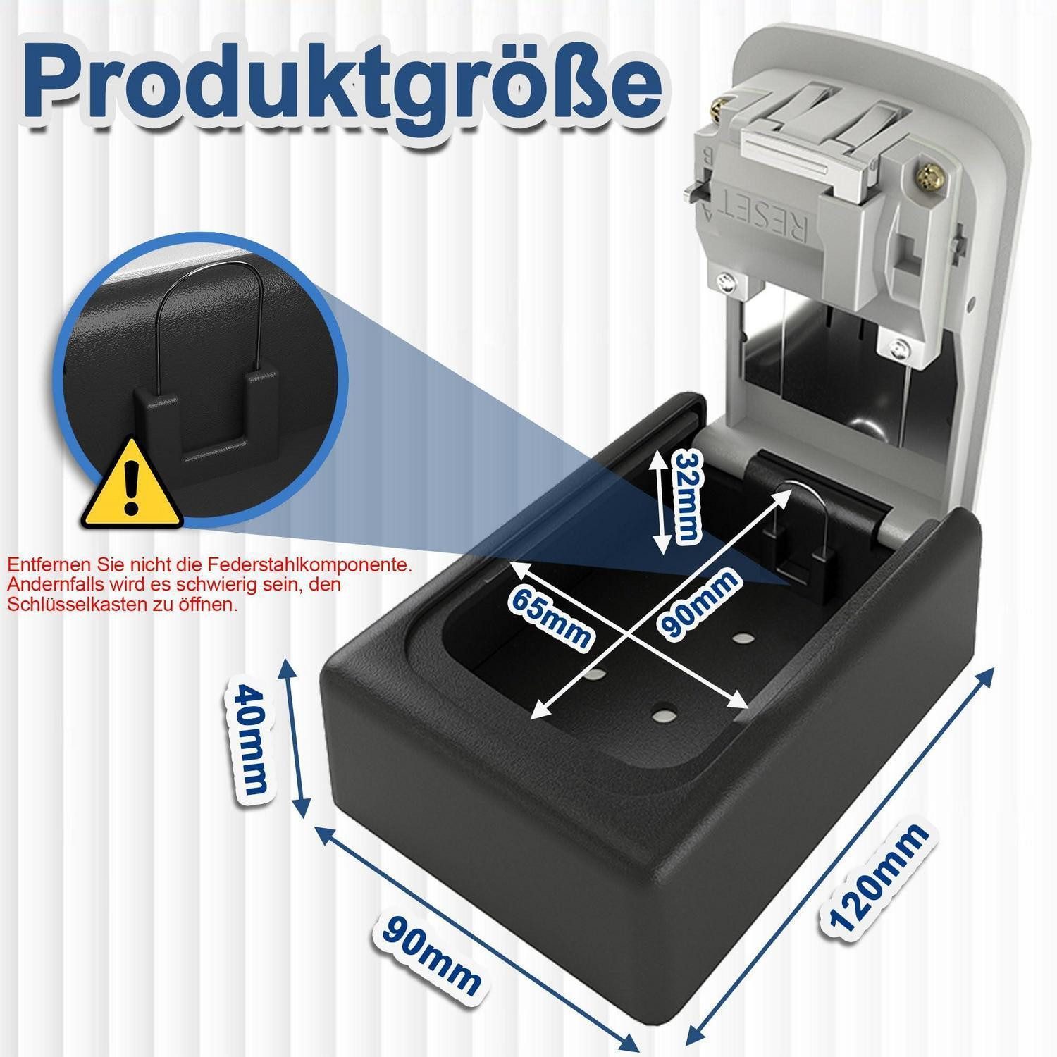 LuxusKollektion Schlüsselkasten Schlüsseltresor mit Zahlencode Grau Schwarz (1 St)