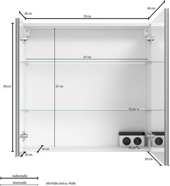 MARLIN Spiegelschrank 3980 mit doppelseitig verspiegelten Türen, vormontiert