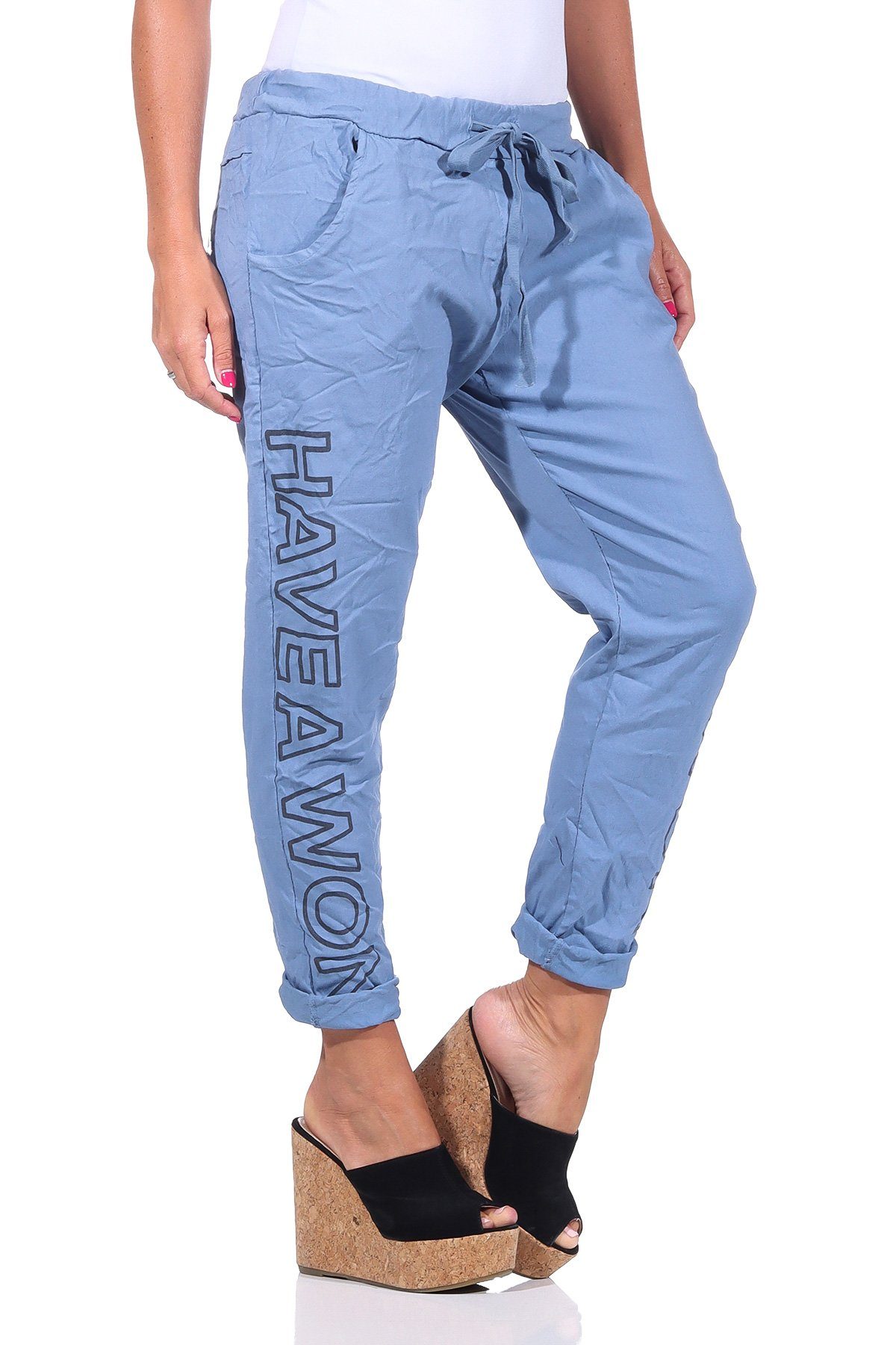 Jogginghose Damen Hose Freizeithose Stoffhose Boyfriend Stretch Hose M.349