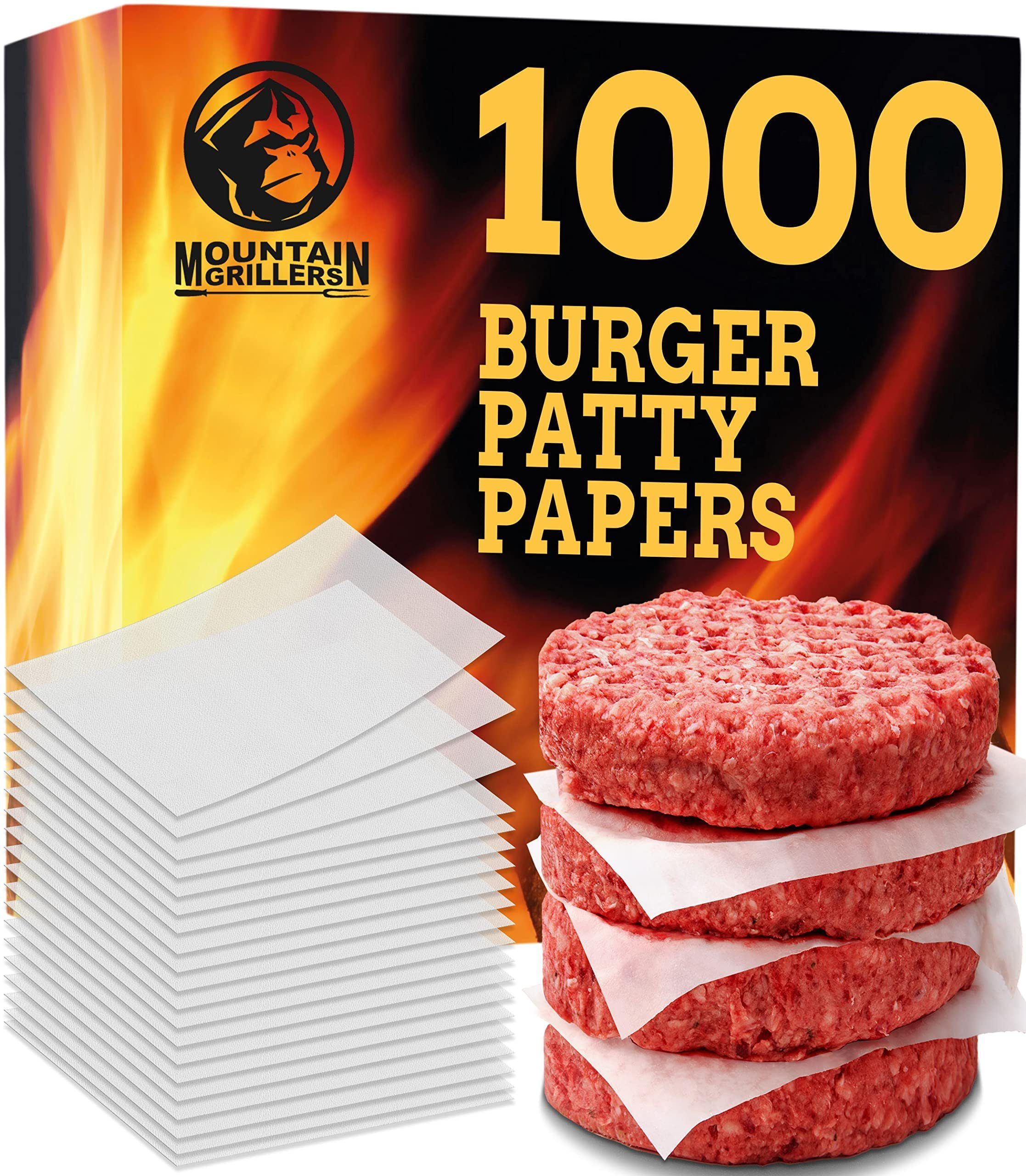 Mountain Grillers Wachspapier Burgerpapier, Antihaftes Blatt Patty Mit Quadratische Papier 1000 Form Burgerpresse - Cm, Paper 115 Trennpapier