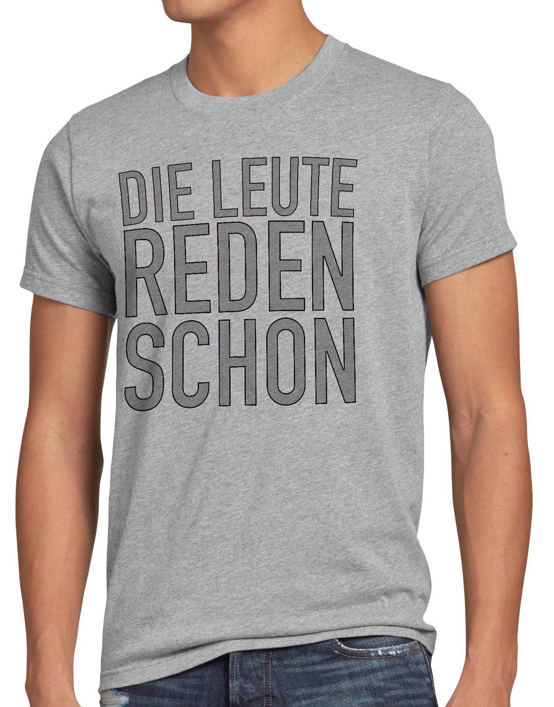 style3 Print-Shirt Herren T-Shirt Die Leute reden schon Funshirt Spruch Berlin spruchshirt hipster grau meliert