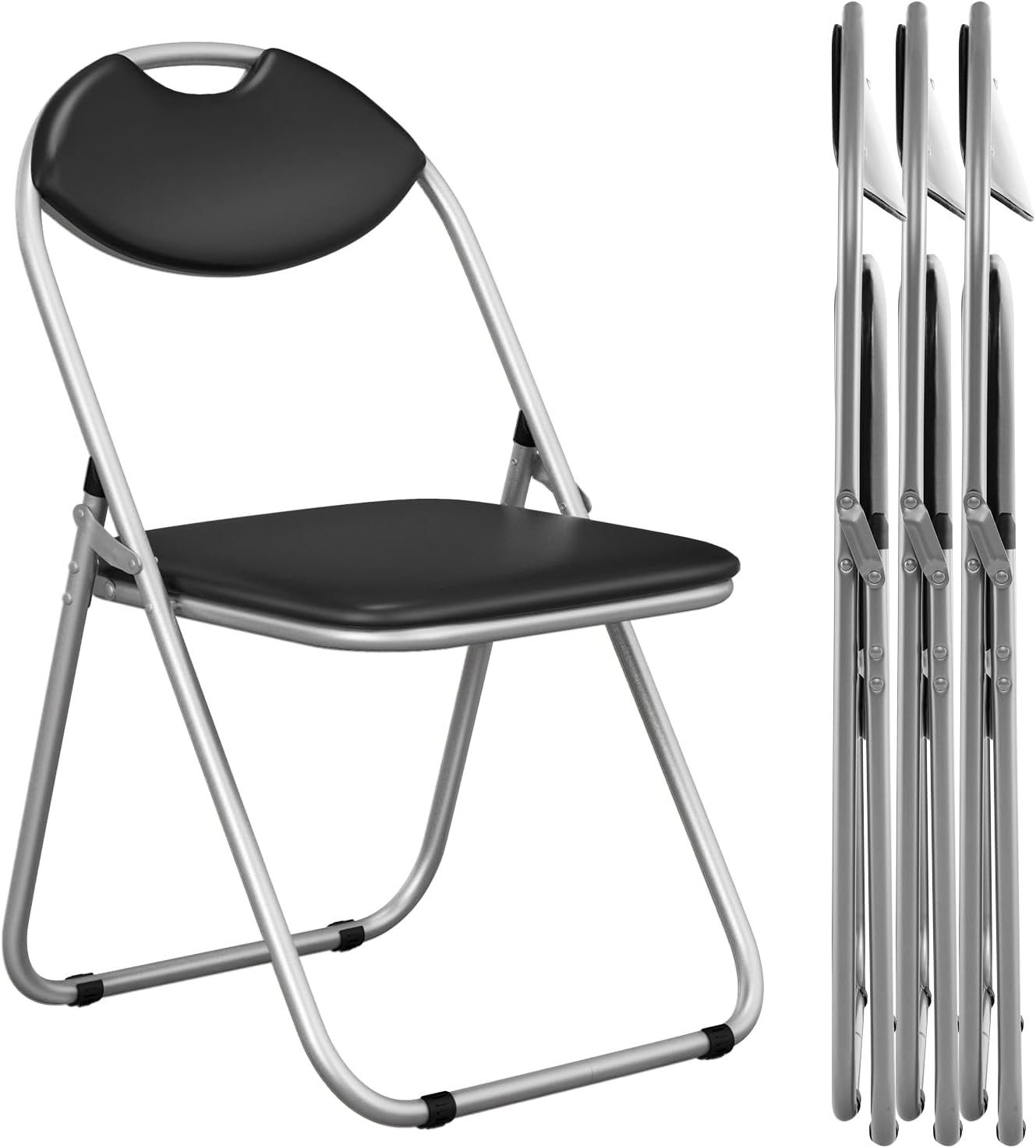 COSTWAY Klappstuhl (4 St), mit Metallrahmen, gepolsterten Sitzen,115 kg