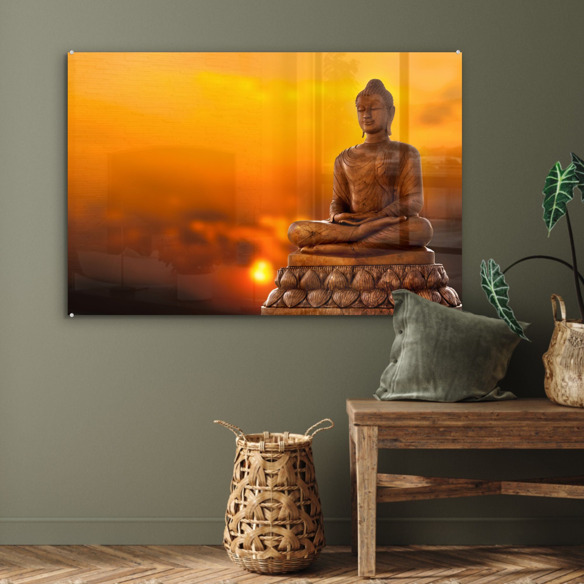 Schlafzimmer Sonne, Gold - Wohnzimmer St), Buddha - MuchoWow (1 Acrylglasbild Acrylglasbilder &