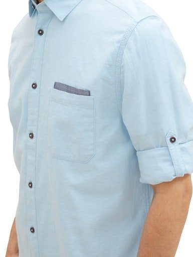 feiner Langarmhemd hellblau aus TAILOR Chambray-Qualität meliert TOM