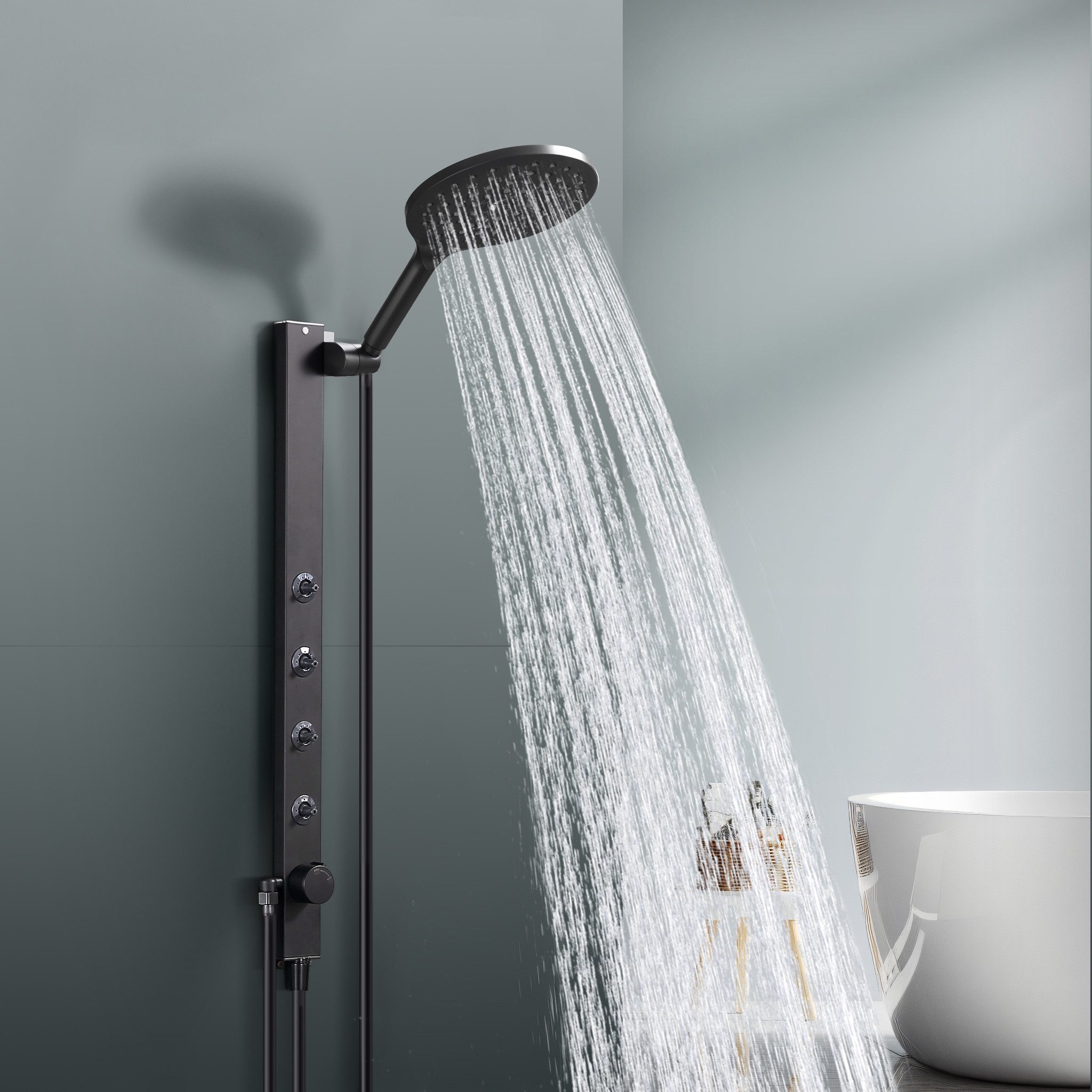 HOMELODY Brausegarnitur Duschsystem schwarz Duschsäule mit Handbrause und 4 günstig online kaufen