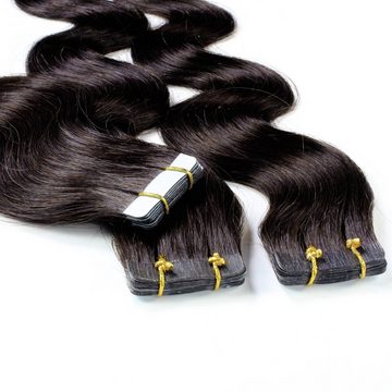 hair2heart Echthaar-Extension Tape Extensions gewellt #5/0 Hellbraun 40cm