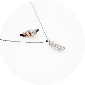 ELLAWIL Freundschaftskette Silberkette Kette mit Love Inschrift Anhänger Zirkonia Halskette (Kettenlänge 40 cm, Sterling Silber 925), inklusive Geschenkschachtel