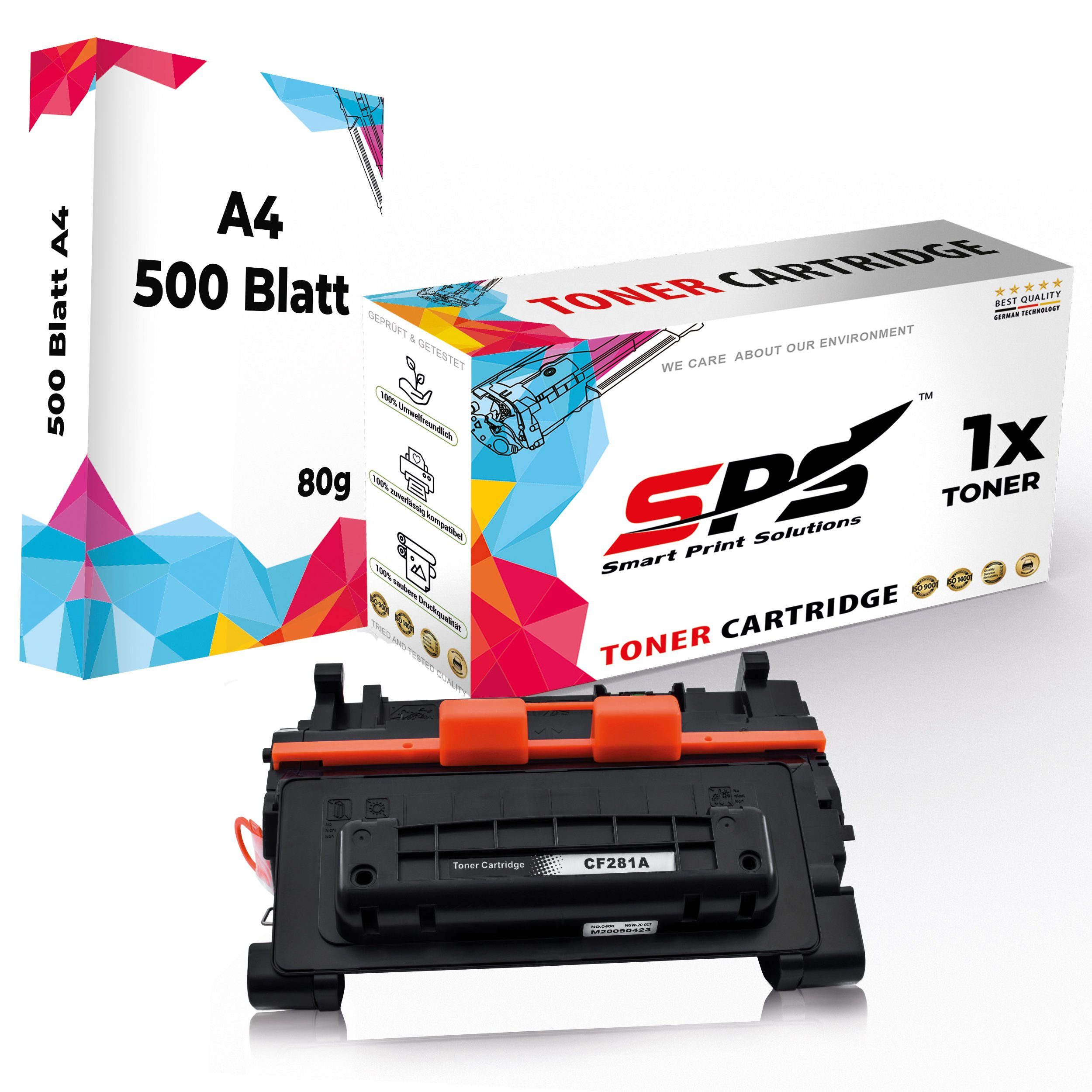 SPS Tonerkartusche Kompatibel für HP Laserjet Enterprise M604N 81A, (1er Pack + A4 Papier, 1x Toner (1x Schwarz)