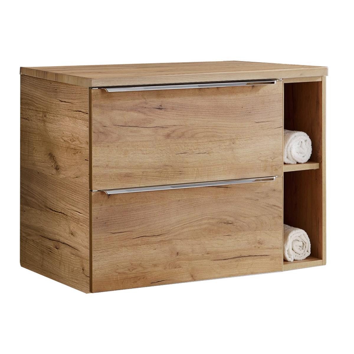 Lomadox Waschbeckenschrank TOSKANA-56 Wotaneiche 81/59,5/46 cm