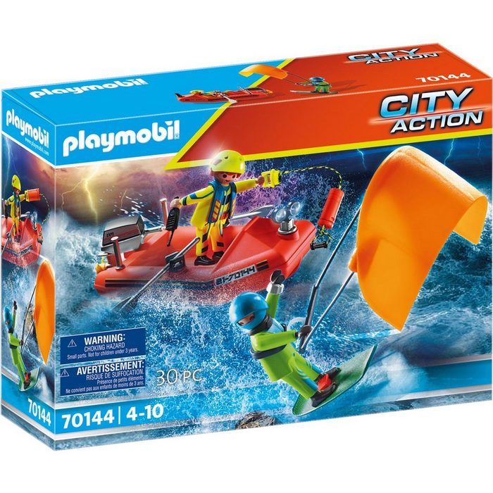 Playmobil® Konstruktionsspielsteine City Action Seenot: Kitesurfer-Rettung mit Boot