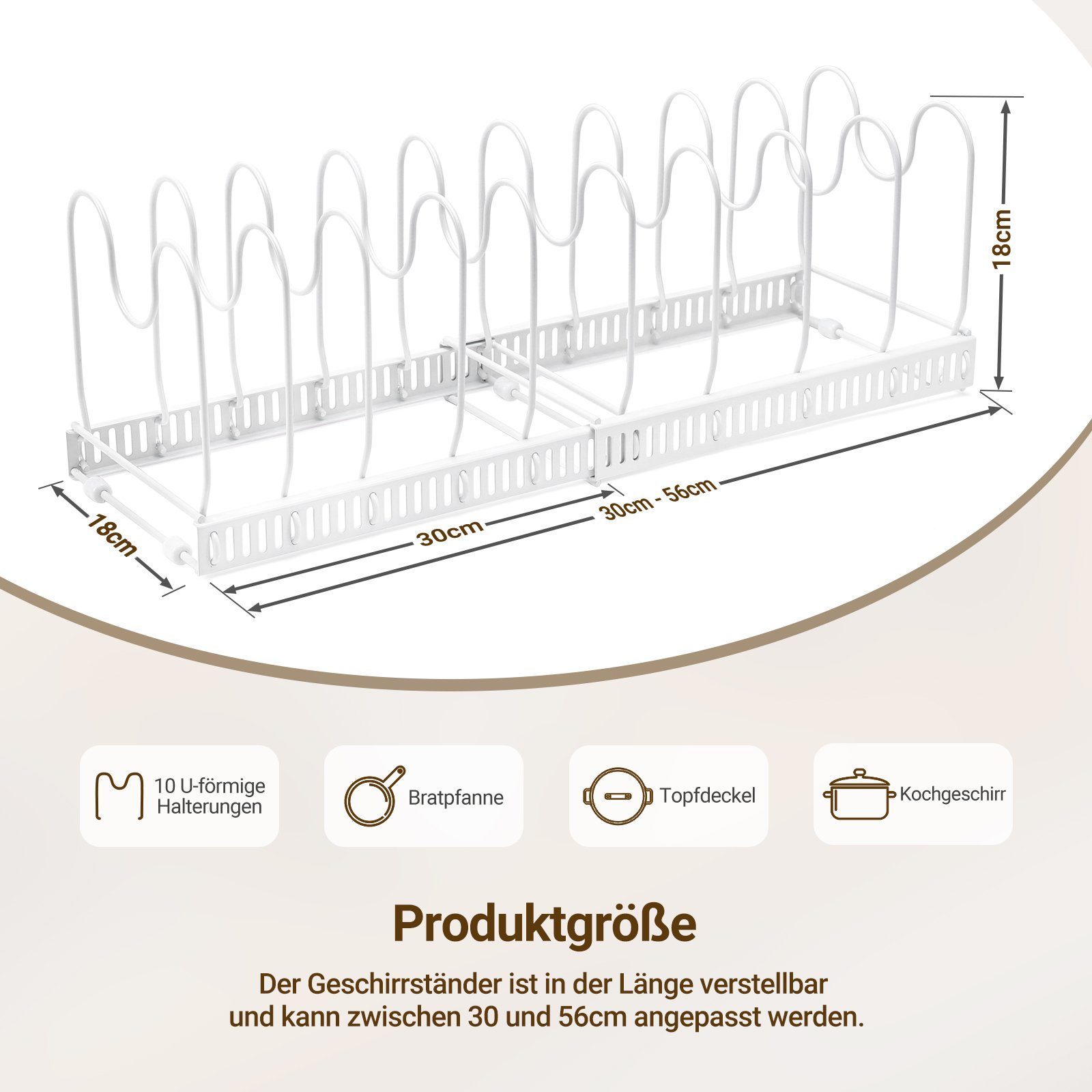 Yorbay Küchenregal Erweiterbarer Geschirrständer Topfdeckelhalter, mit günstig online kaufen