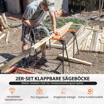 COSTWAY Klappbock, 500 kg max. Belastbarkeit, (2-St), Sägeböcke