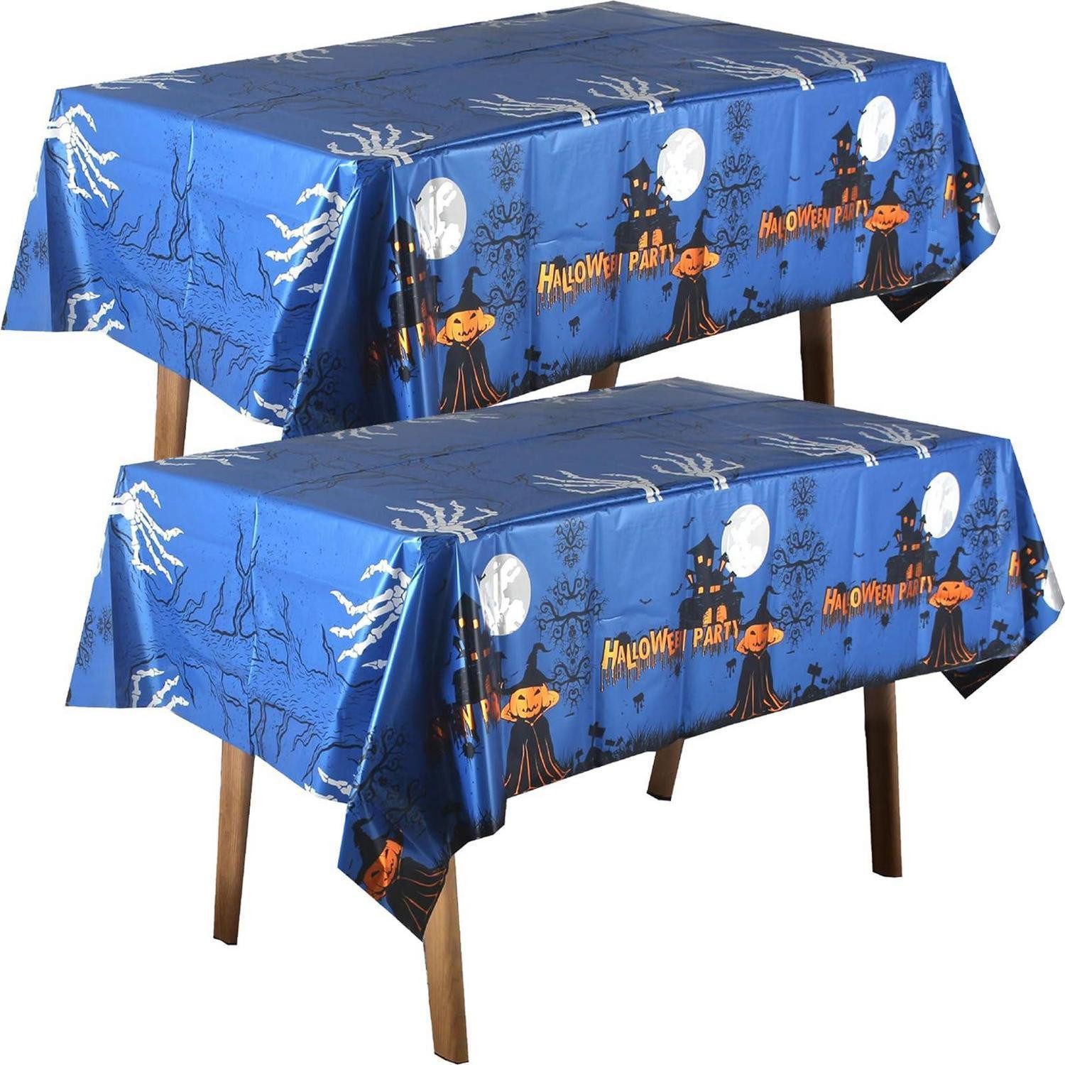 LuxusKollektion Tischdecke Tischdecke Halloween Deko 2er Set 137x274cm Kürbis/Spinnennetz (2-tlg)