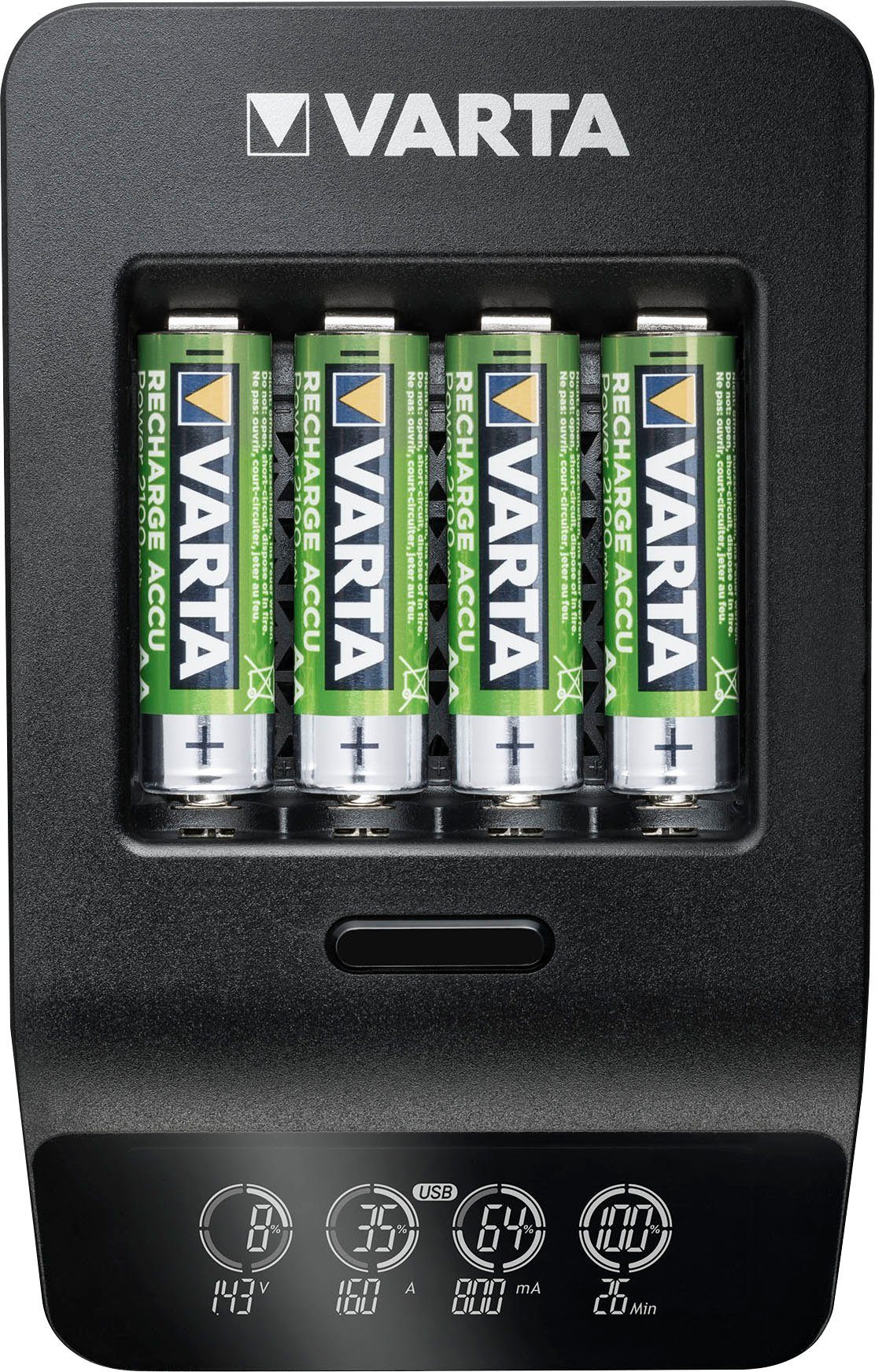 VARTA VARTA LCD Smart Charger+ für 4 AA/AAA-Akkus und USB-Geräte Powerstation Micro