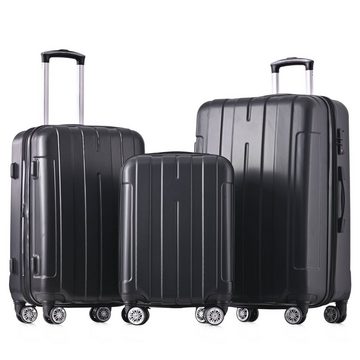 Sweiko Hartschalen-Trolley, 4 Rollen, Reisekoffer Gepäck Sets aus ABS mit TSA-Zahlenschloss und Doppelrollen