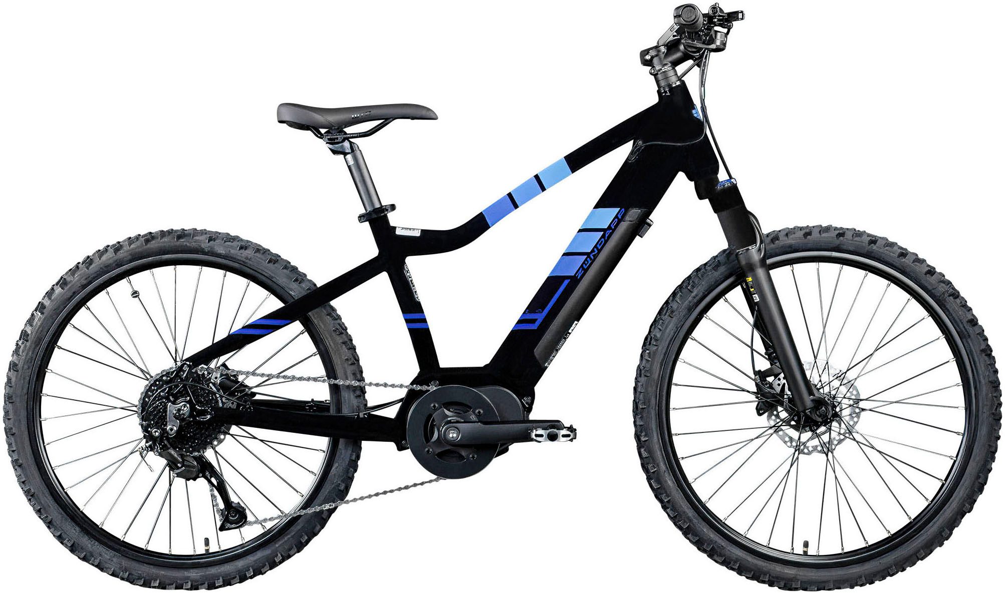 Zündapp E-Bike Mountainbike Z240, 9 Gang Shimano Alivio RD-M3100 SGS Schaltwerk, Kettenschaltung, Mittelmotor, 252 Wh, E Bike Mountainbike 24 Zoll Elektro Bike 130-145 cm Jugendliche ab 8