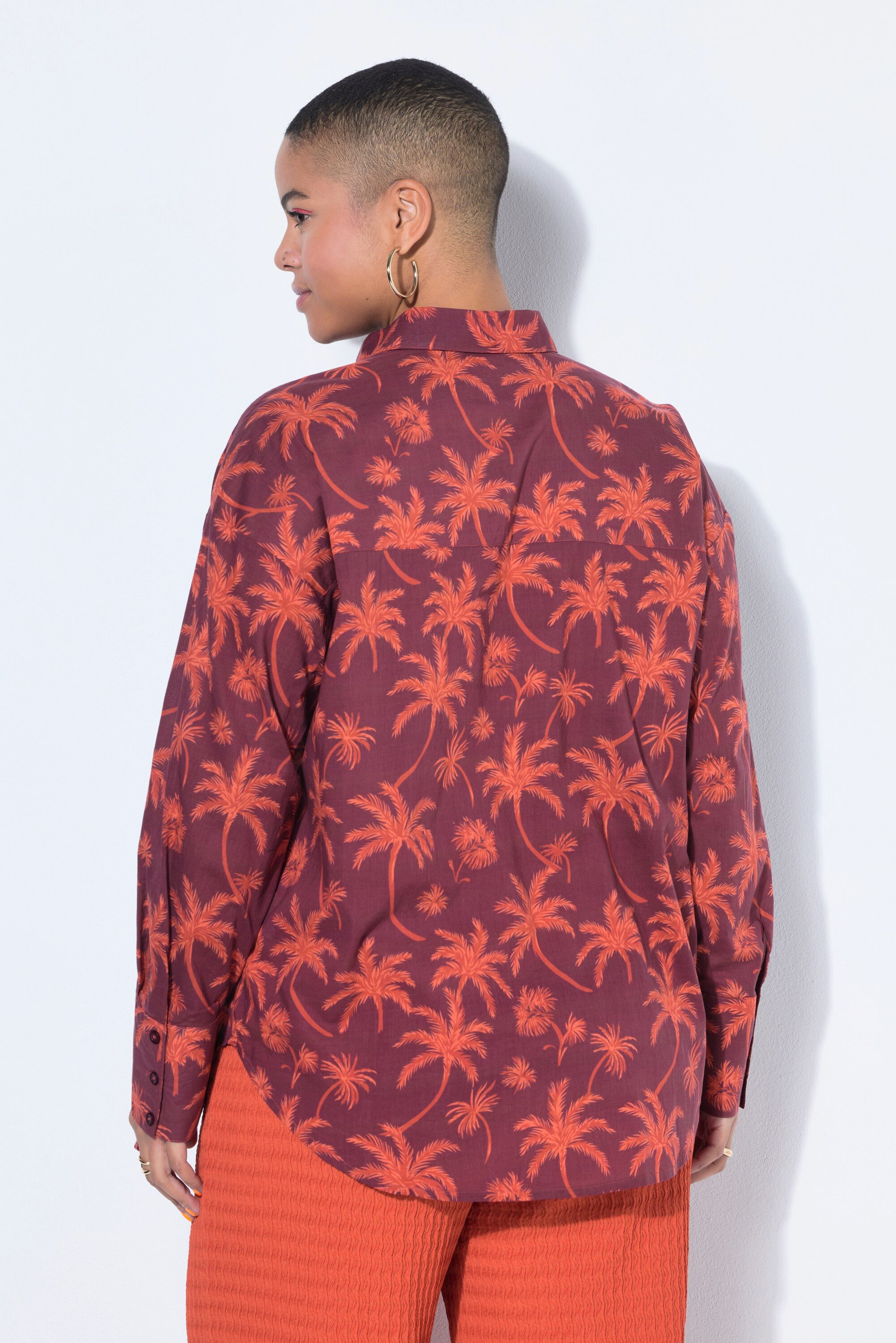 Studio Untold Hemdbluse Hemdbluse Oversize Shape Palms-Print