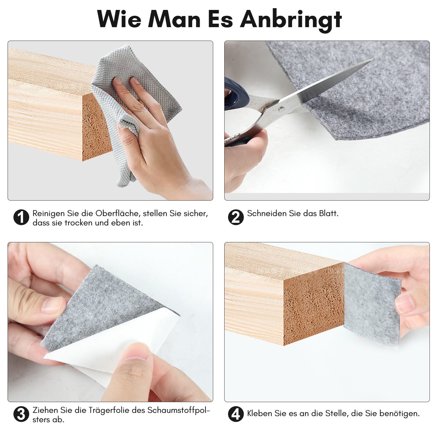 Clanmacy Möbelfuß Filz selbstklebend 50x150cm, Filzgleiter Selbstklebend Grau