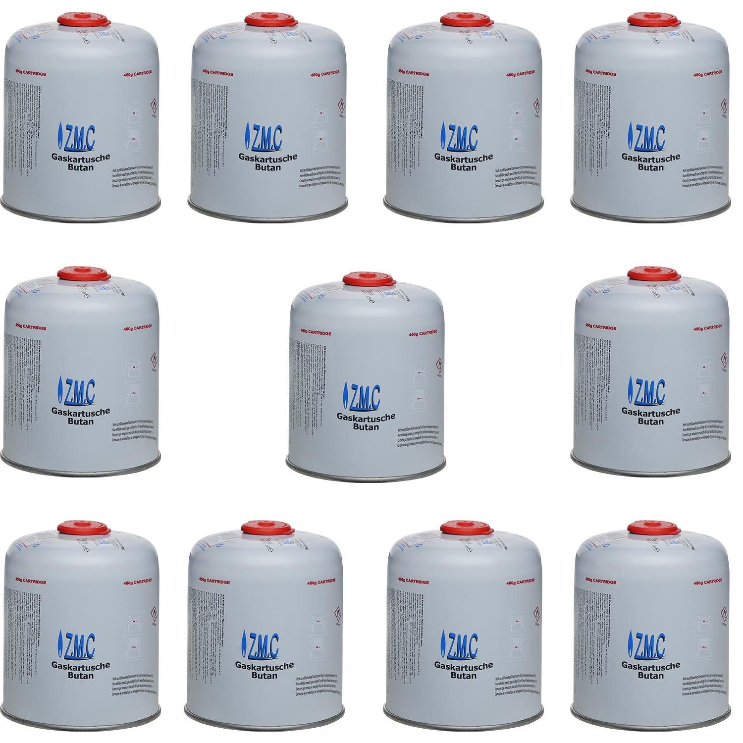 ZMC Gaskartusche 11x Universal Camping Propan Butan Gas 450g Schraubventil Gaskartusche, Zubehör für Butangas Druckgasdose Für Gaskocher / Gaslötgeräte / Abflammgeräte Eurogewinde, Schraubventil Gaskartuschen 900ml Ventilkartusche Gewindeanschluß